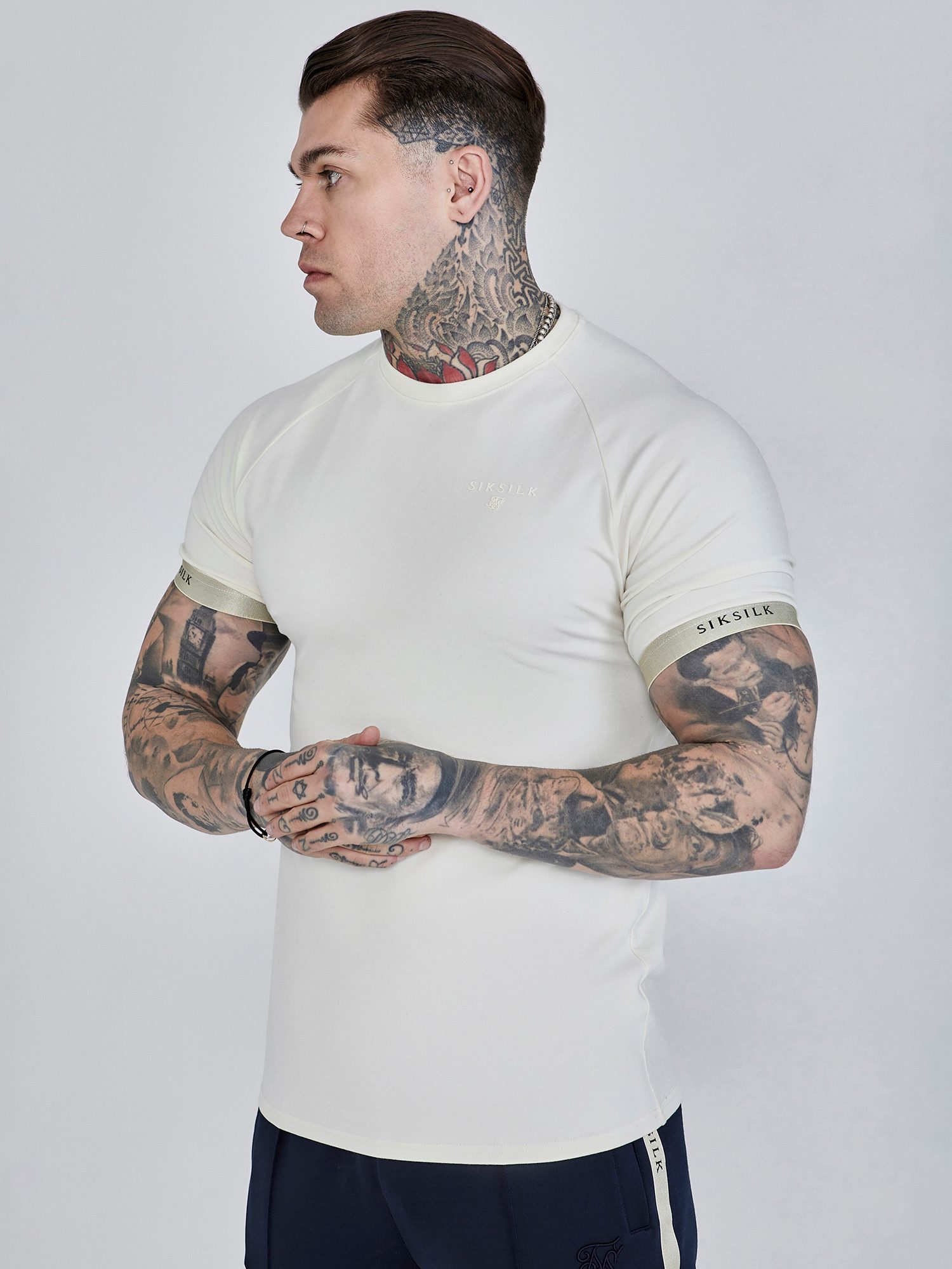 T-Shirt SikSilk Herren Ecru Tech T-Shirt