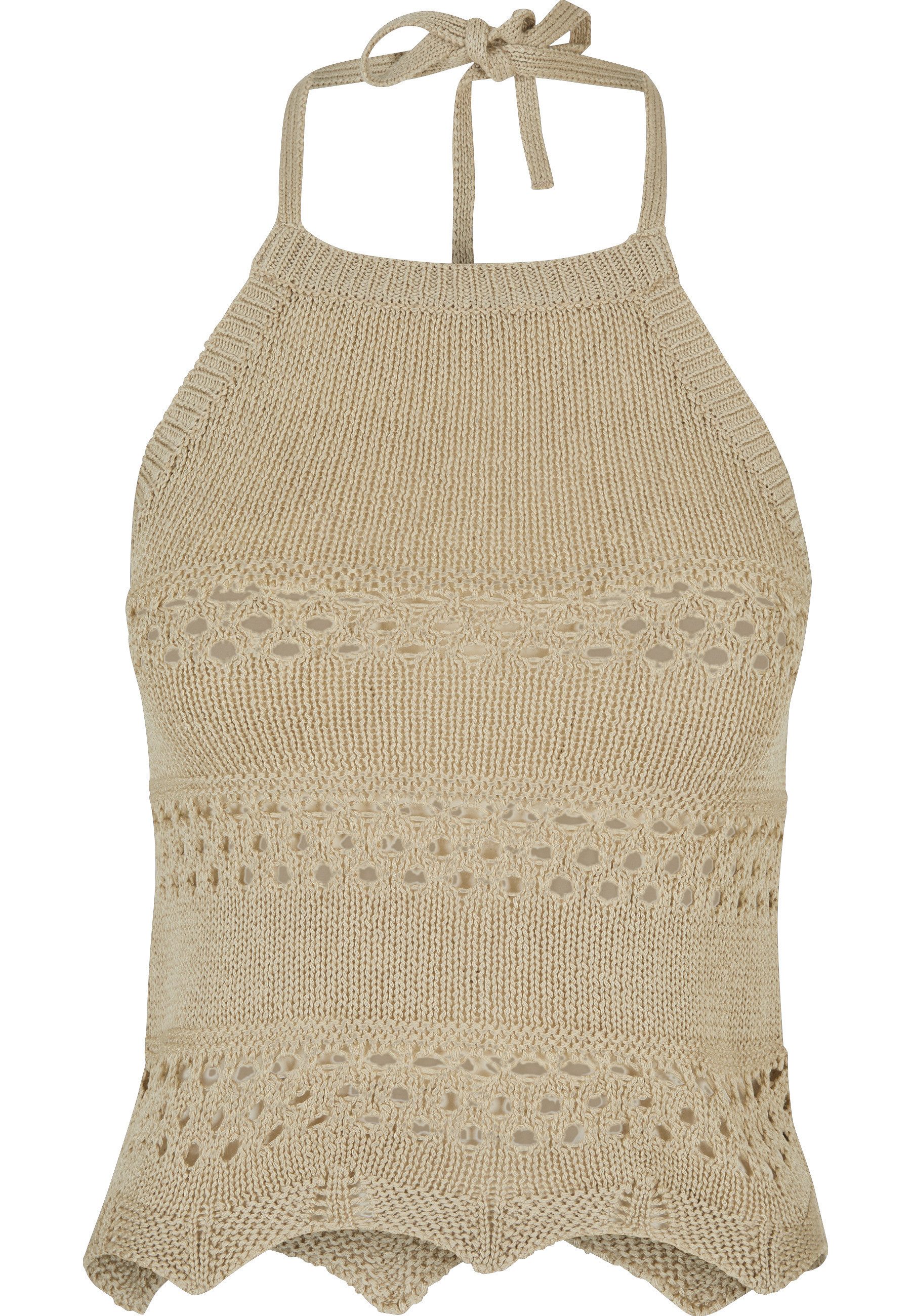 URBAN CLASSICS Tanktop Urban Classics Damen Ladies Short Crochet Knit Neckholder Top (1-tlg)