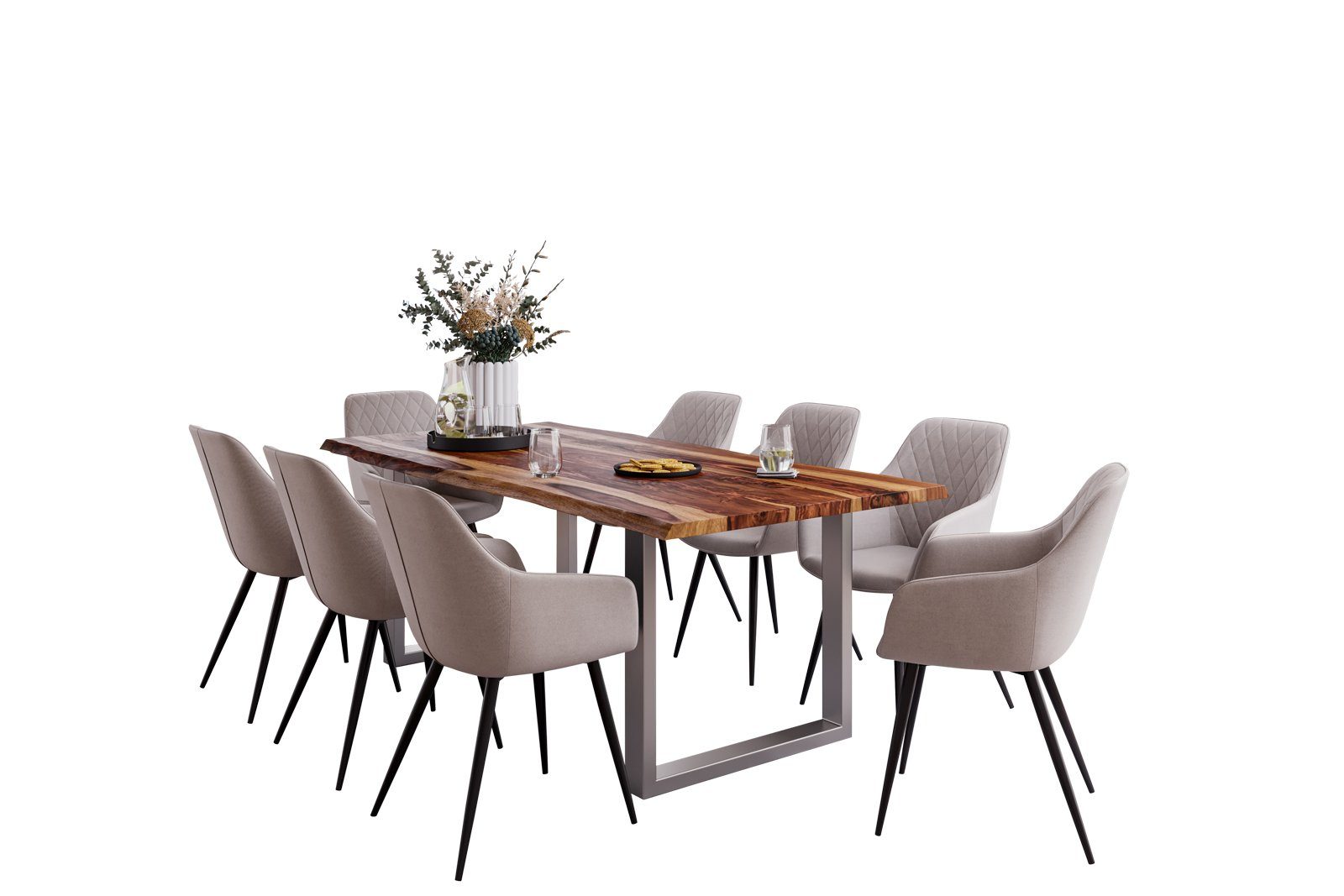SAM® Essgruppe Laszlo, Indisches Rosenholz, mit echter Baumkante und 10  Stühlen