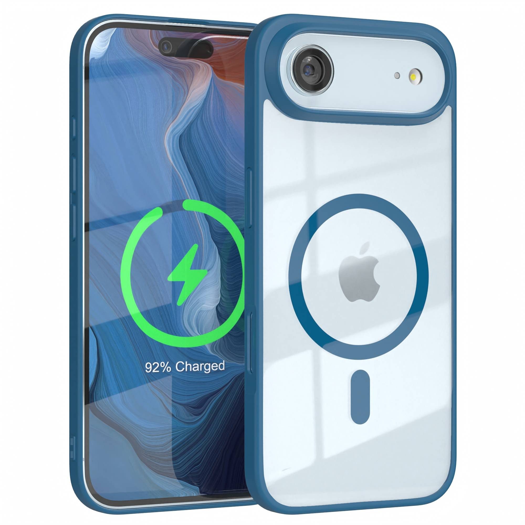 EAZY CASE Handyhülle Transparente Hülle mit MagSafe für iPhone Air 6,5 Zoll, Silikon Handyhülle, Schutzhülle mit Kameraschutz, Etui magnetisch Blau