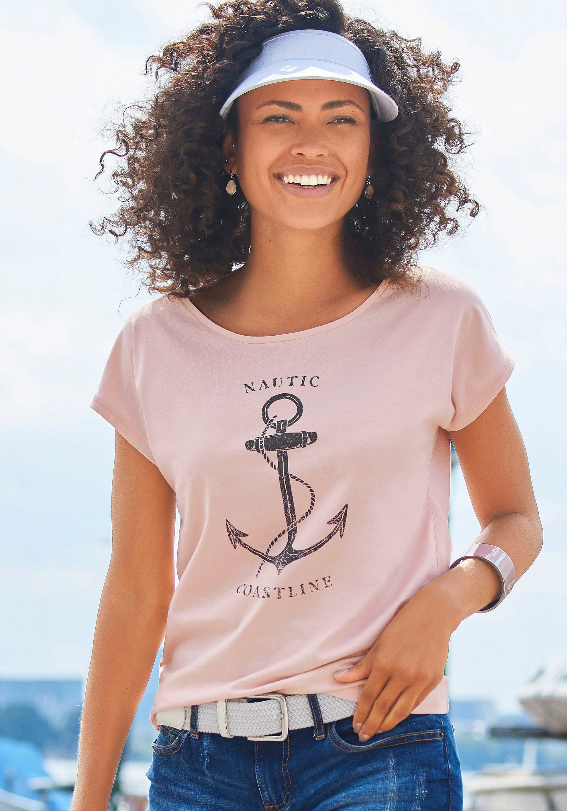 T-Shirt vorn Druck maritimen Beachtime mit