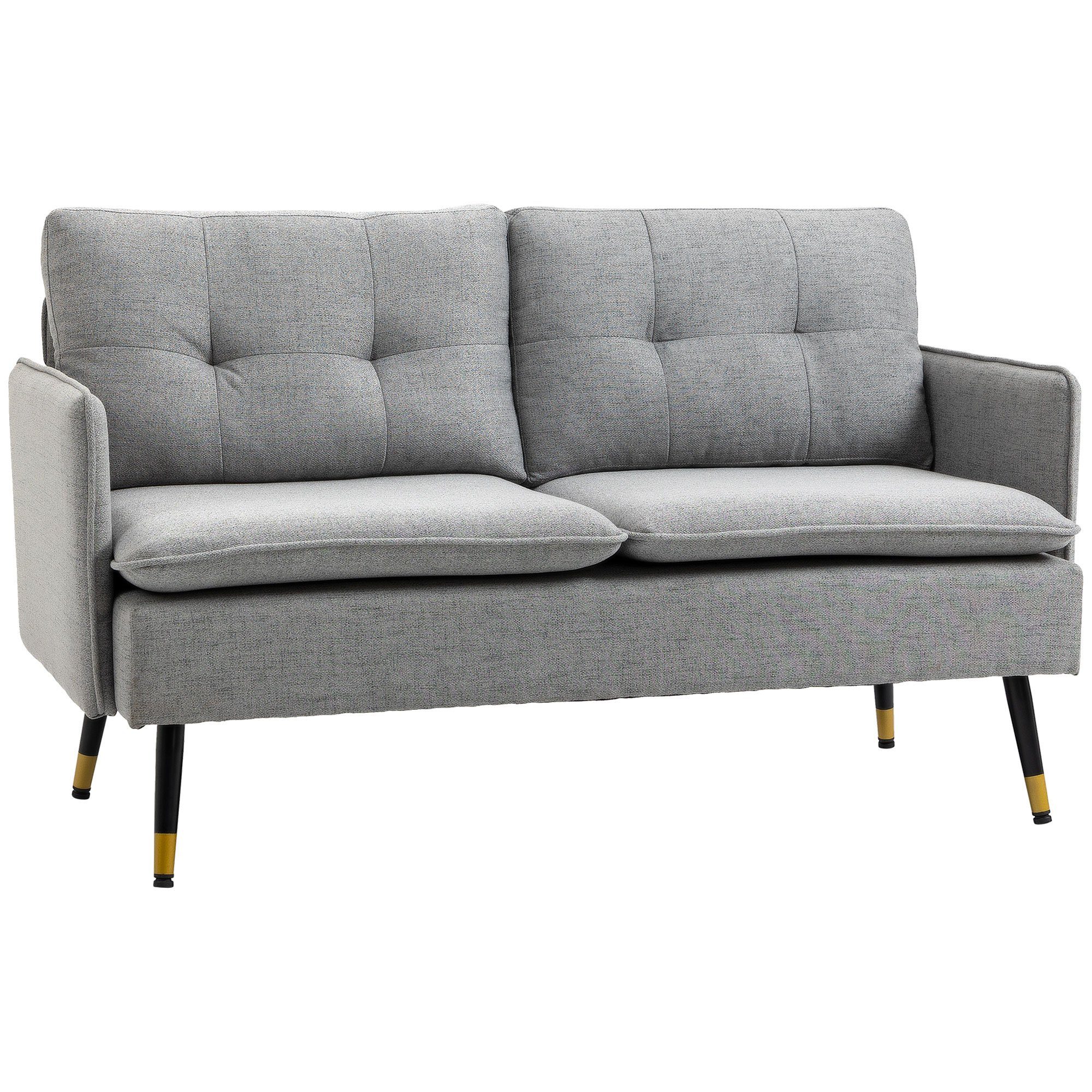 Teile 2-Sitzer Doppelsofa mit für mit Loveseat Kissen 1 Leinenoptik, HOMCOM Wohnzimmer,