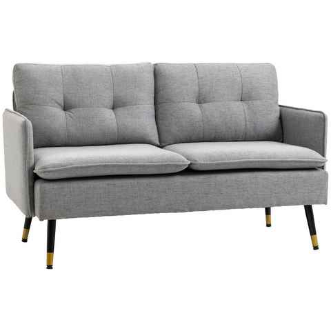 HOMCOM 2-Sitzer Loveseat mit Leinenoptik, Doppelsofa mit Kissen für Wohnzimmer, 1 Teile