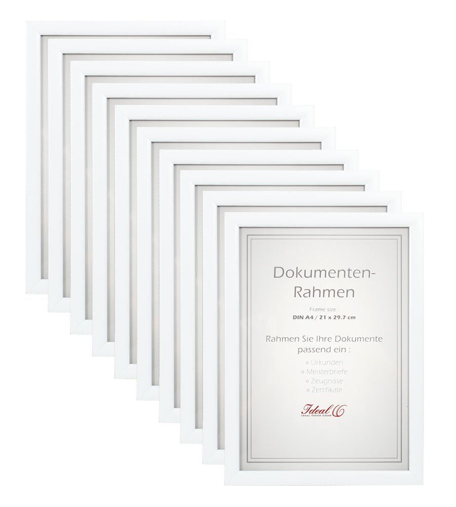 IDEAL TREND Bilderrahmen 2er 3er 5er 10er Pack Dokument Bilderrahmen 21x29,7 DIN A4 Urkunde Fot 10er Pack Weiß