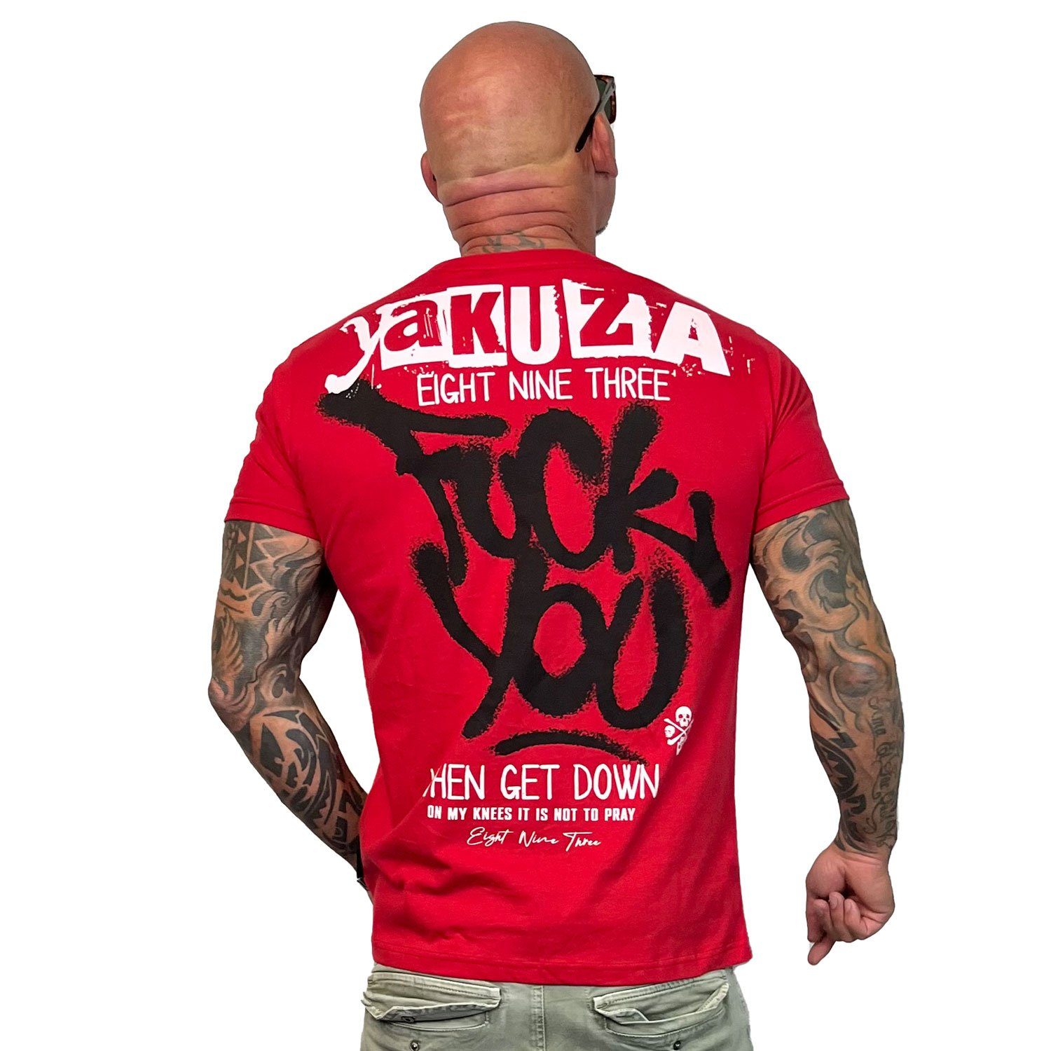 red YAKUZA ribbon T-Shirt FU