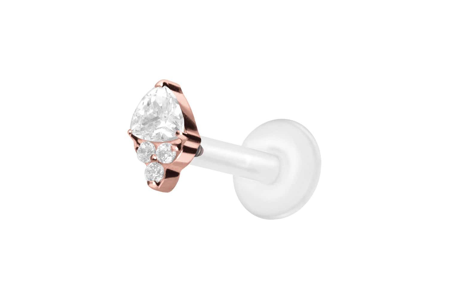 Piercing-Set PTFE Labret mit Innengewinde + Titan-Aufsatz EINGEFASSTE KRISTALLE