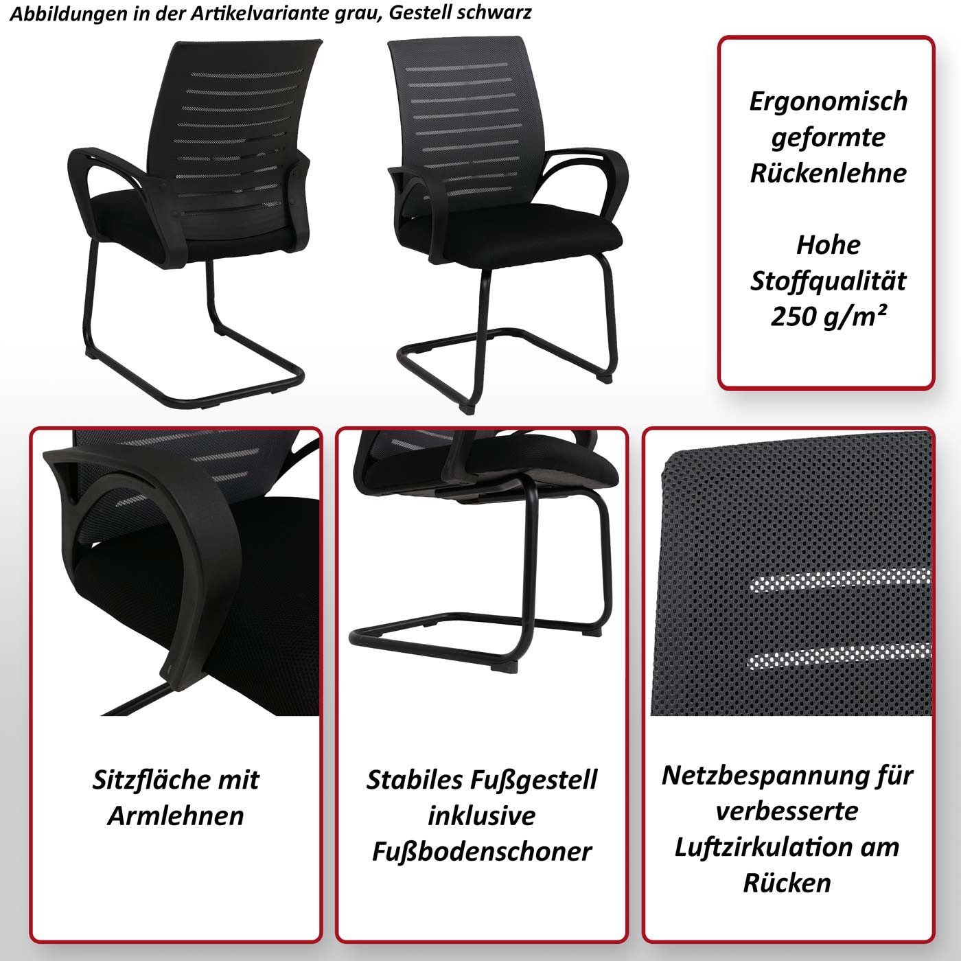 MCW Besucherstuhl MCW-K51-S (Set), Inklusive Fußbodenschoner