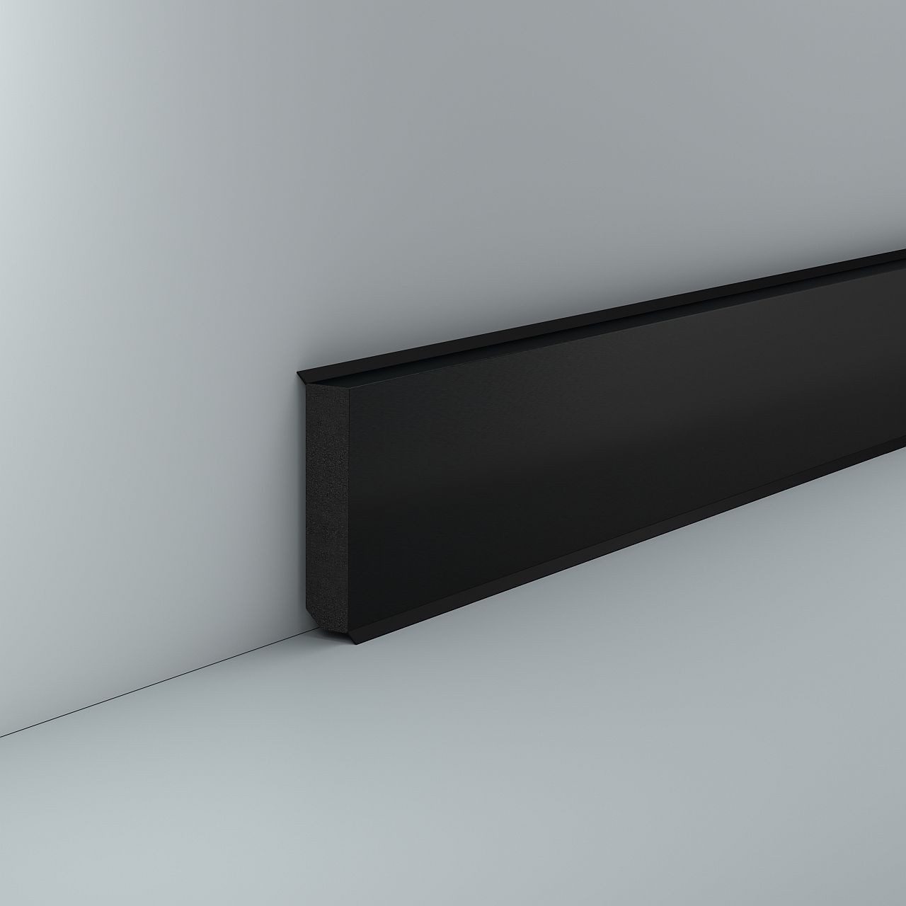 Südbrock Sockelleiste Sockelleiste Hartschaum PVC 12 x 60 Dichtlippe Schwarz, L: 250 cm, H: 6 cm, 1-St.