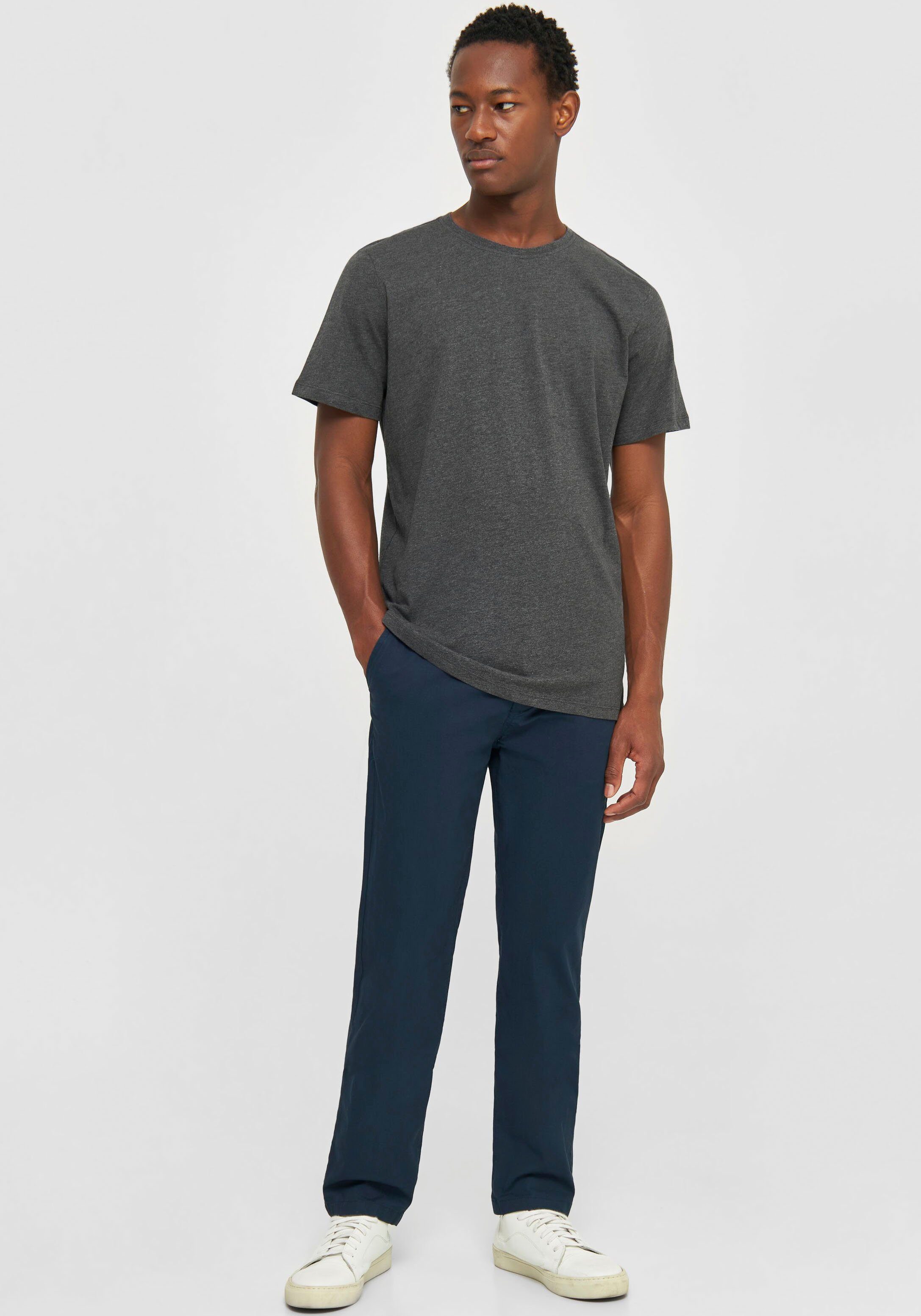 T-Shirt Grey Dark Apparel Shirt in gerader Basic Passform Melange KnowledgeCotton