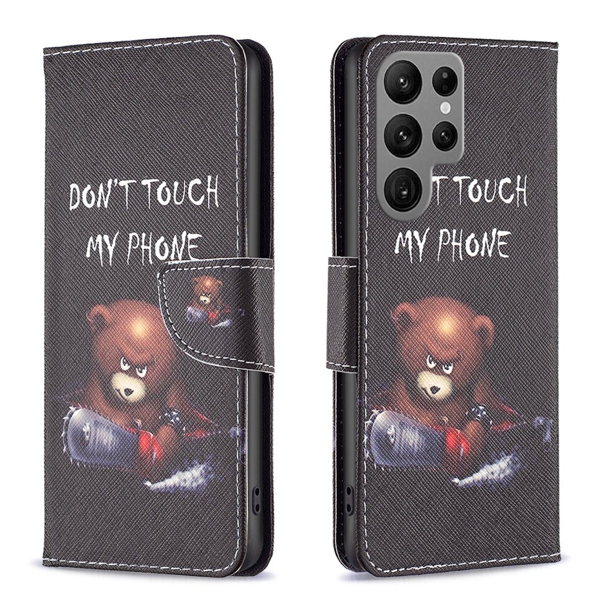 Wigento Handyhülle Für Samsung Galaxy S23 Ultra 5G Kunstleder Handy Tasche Book Motiv 1 Schutz Hülle Case Cover Etui Neu