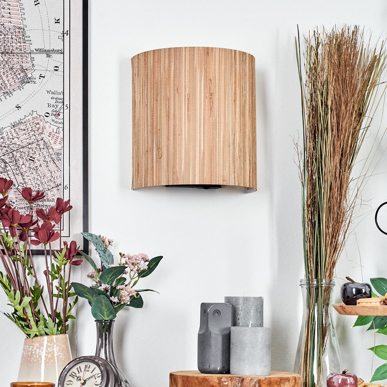 hofstein Wandleuchte Wandlampe aus Metall/Seegras in günstig online kaufen