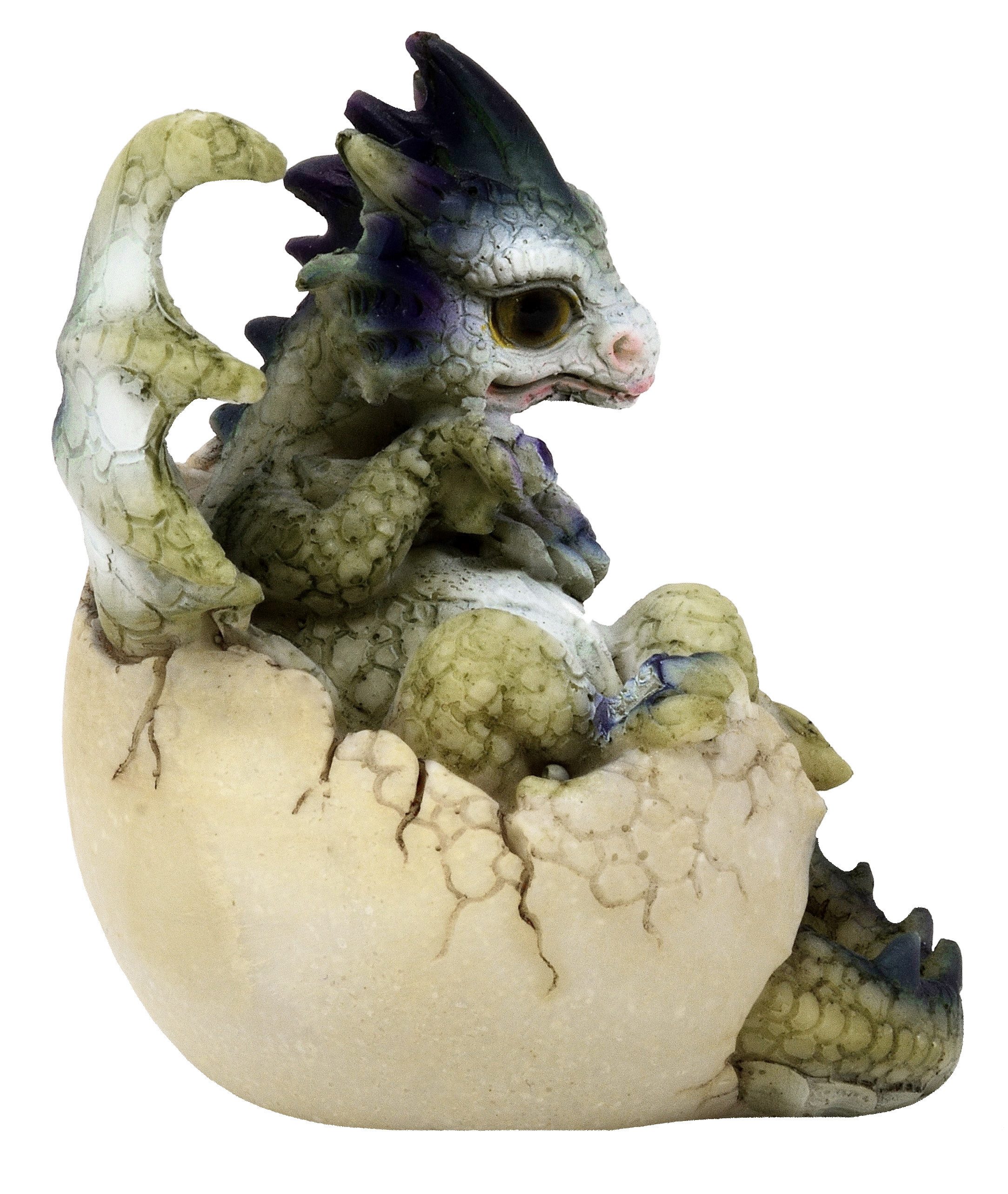 MystiCalls Fantasy-Figur Drache schlüpft aus Ei Drachenei Fantasy Figur Drachenfigur (1 St), Perfektes Geschenk für jeden Anlass - Geburtstag, Weihnachten