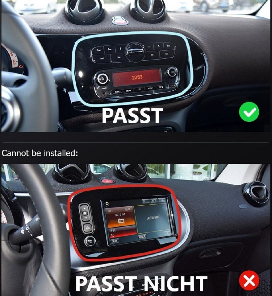 GPS android GABITECH 9 Mercedes zoll Autoradio Einbau-Navigationsgerät für Fortwo 12 2014-2019 Smart