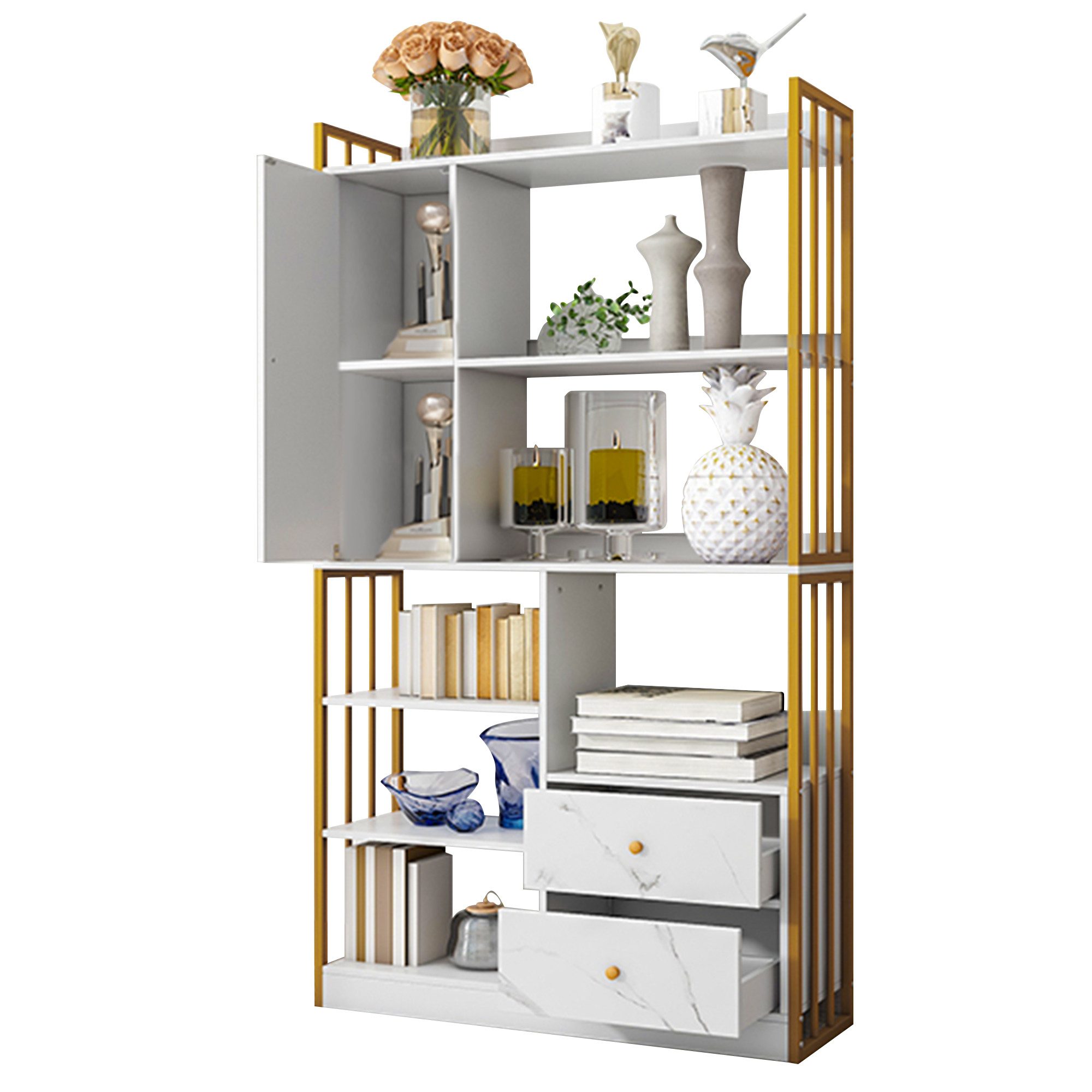 Bücherregal 6 Regal Leiterregal 100x30x173.5cm