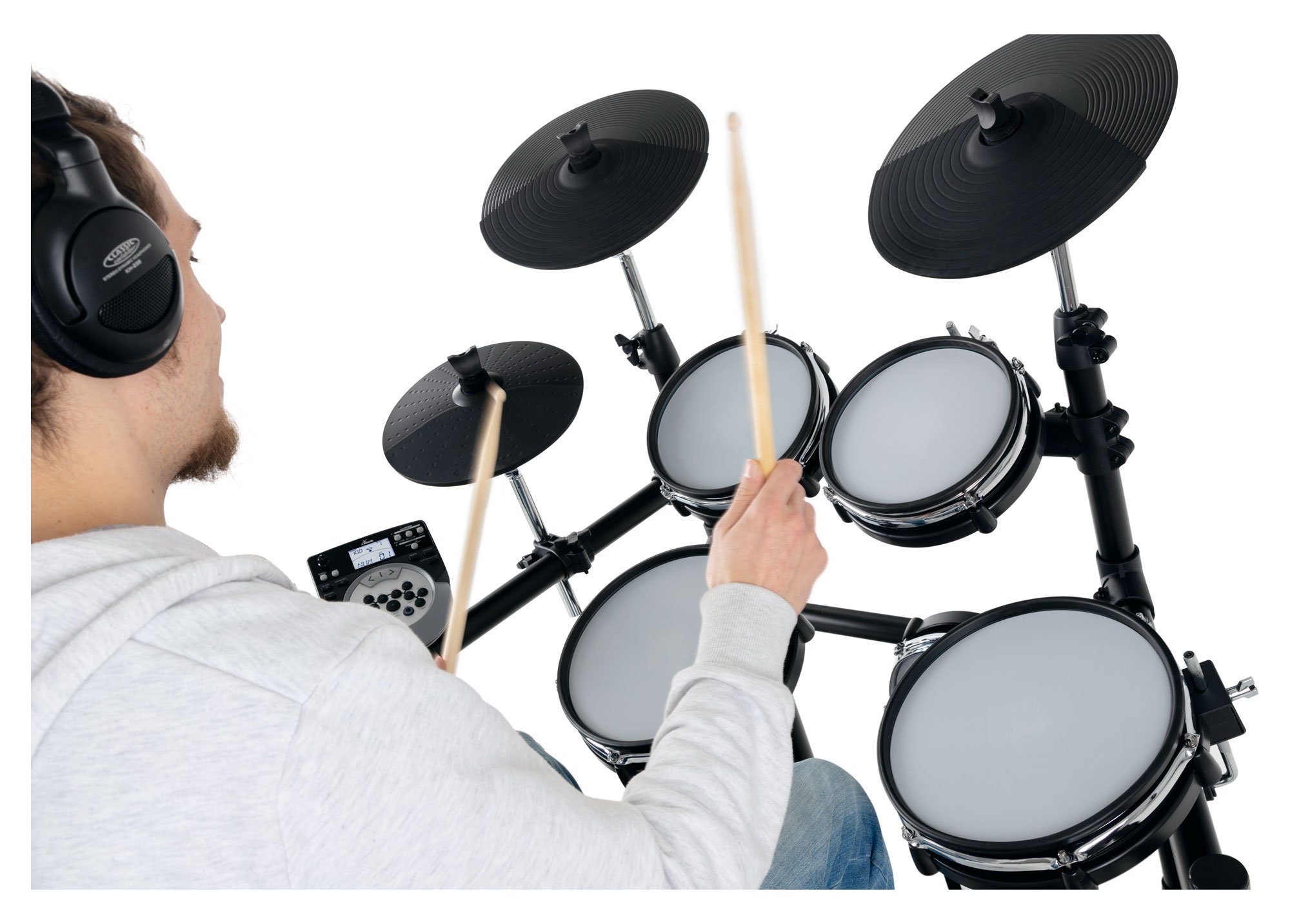 XDrum E-Drum DD-530 E-Drum mit Mesh Heads inkl. Hocker Set, 13-St., USB MIDI, 45 Drumkits, 400 Sounds und Lernmodus