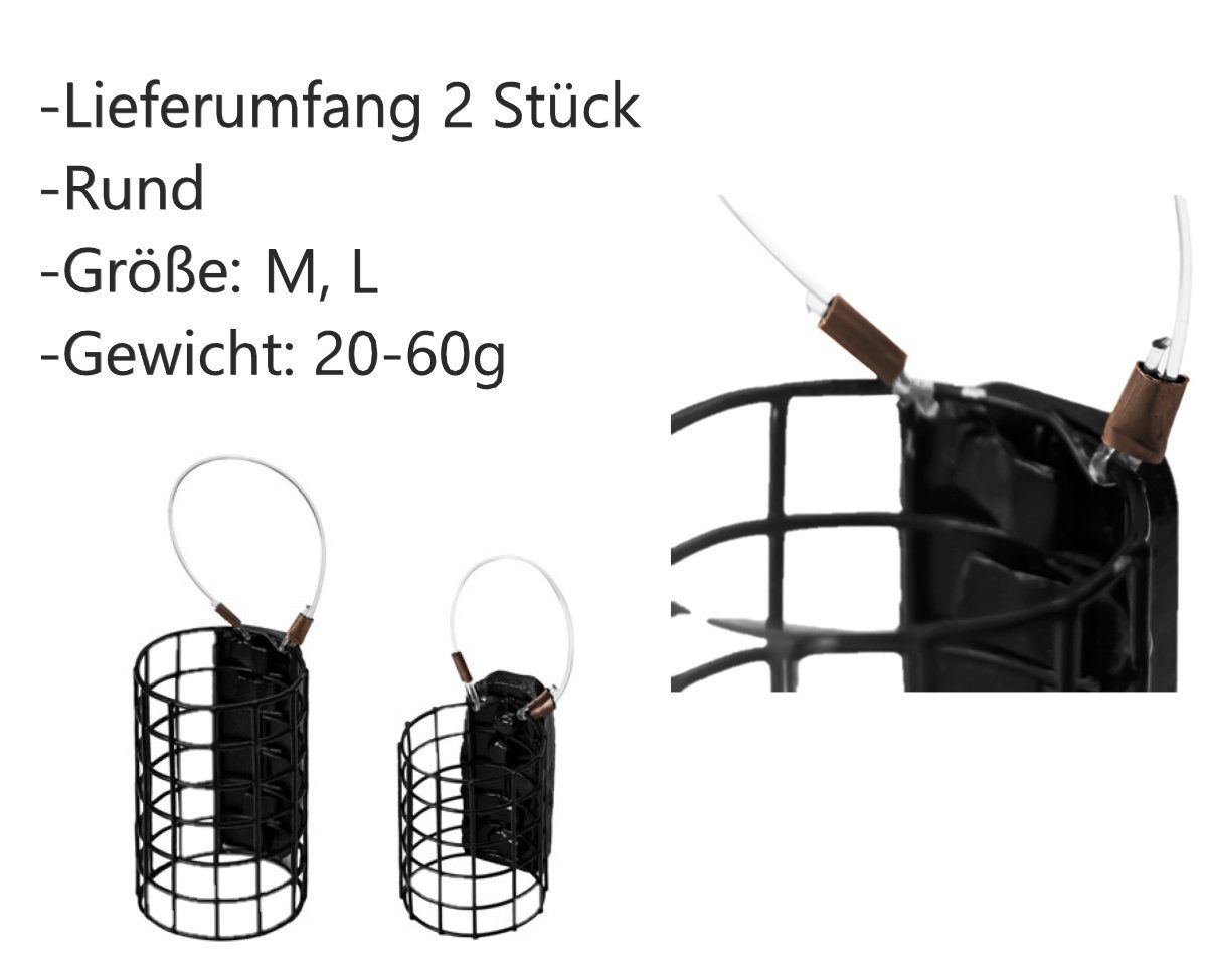 Futterrakete Metall Futterkörbe rund 2 Stück 20g bis 60g Feederkorb Weißfisch