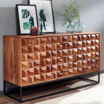 KADIMA DESIGN Kommode Sheesham Sideboard, 145x81x45 cm, Industrial Design