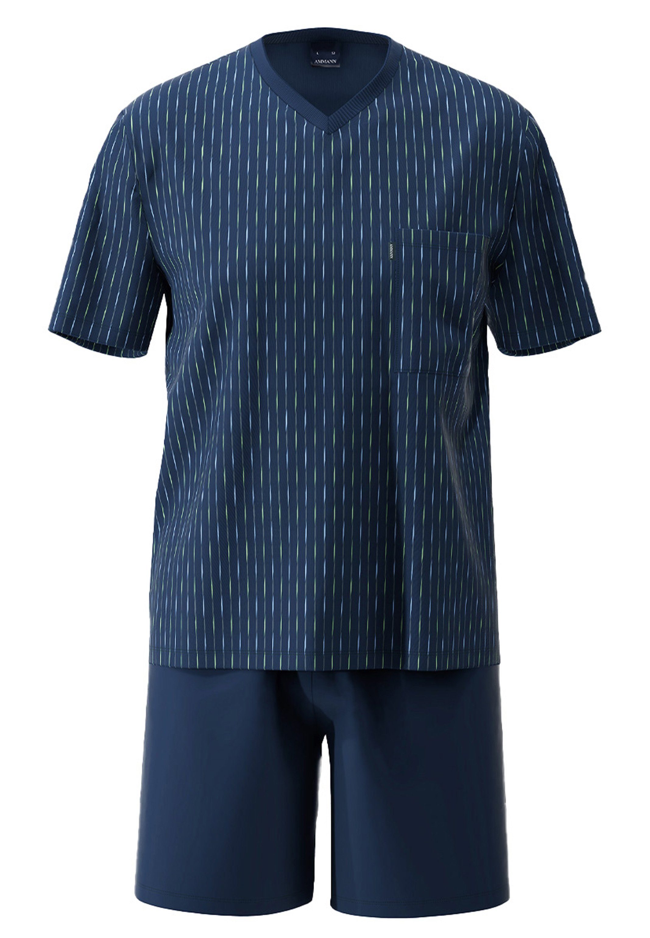 Ammann Pyjama Organic - Luftige auf der Cord 2 Cotton tlg) Haut Angenehm Schlafanzug Baumwolle - Schnittform, (Set