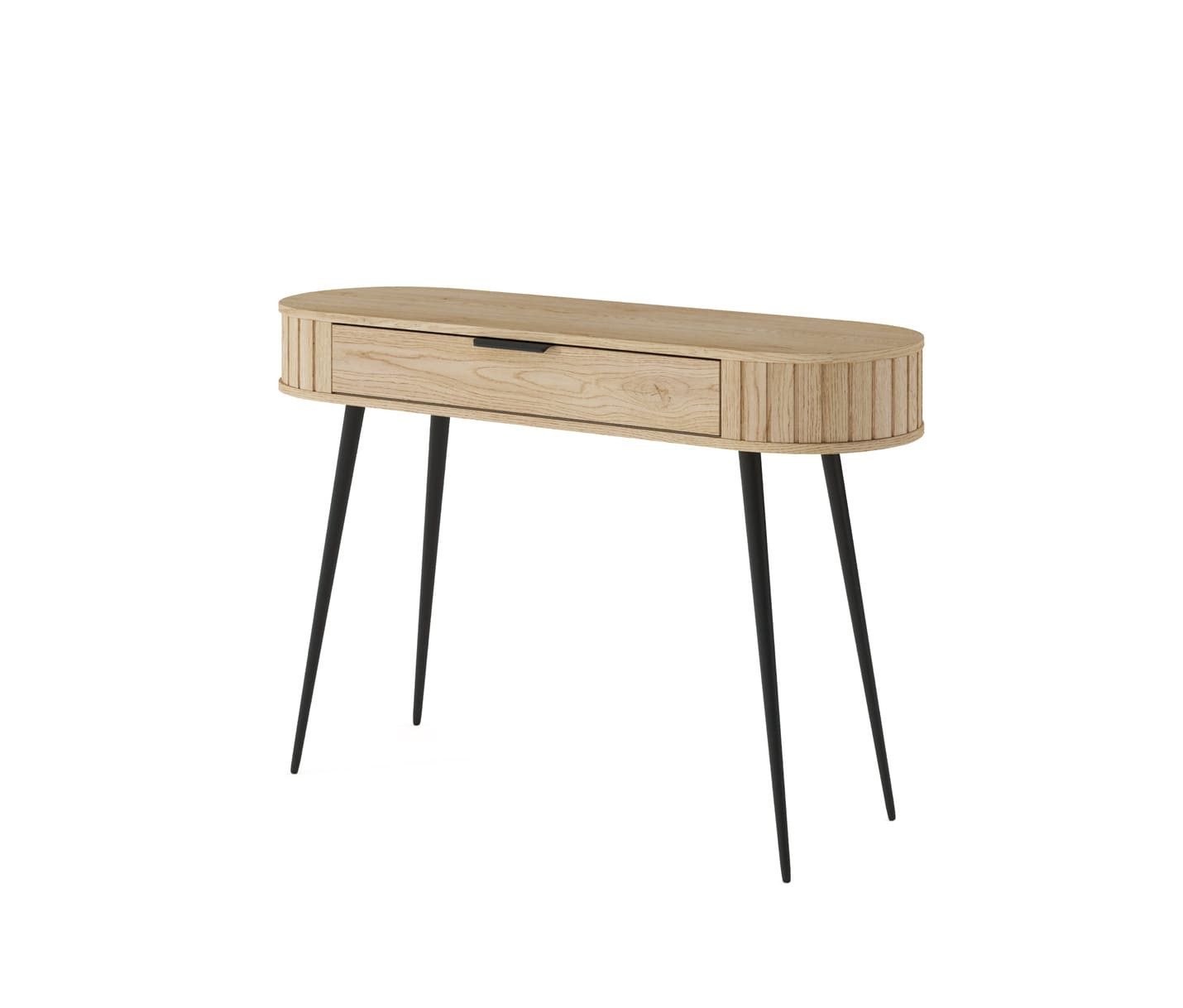 MOEBLO Schminktisch NOLI (aus Eiche Cremona – Design-Fronten mit strukturierter Oberfläche, abgerundete MDF-Seitenteile, Push-to-Open-Schubladen, natürliche Holzstruktur und skandinavischer Stil für modernes Schlafzimmer Frisiertisch, Schminktisch, Kosmetiktisch), (BxHxT): 120 x 80,2 x 40,2 cm