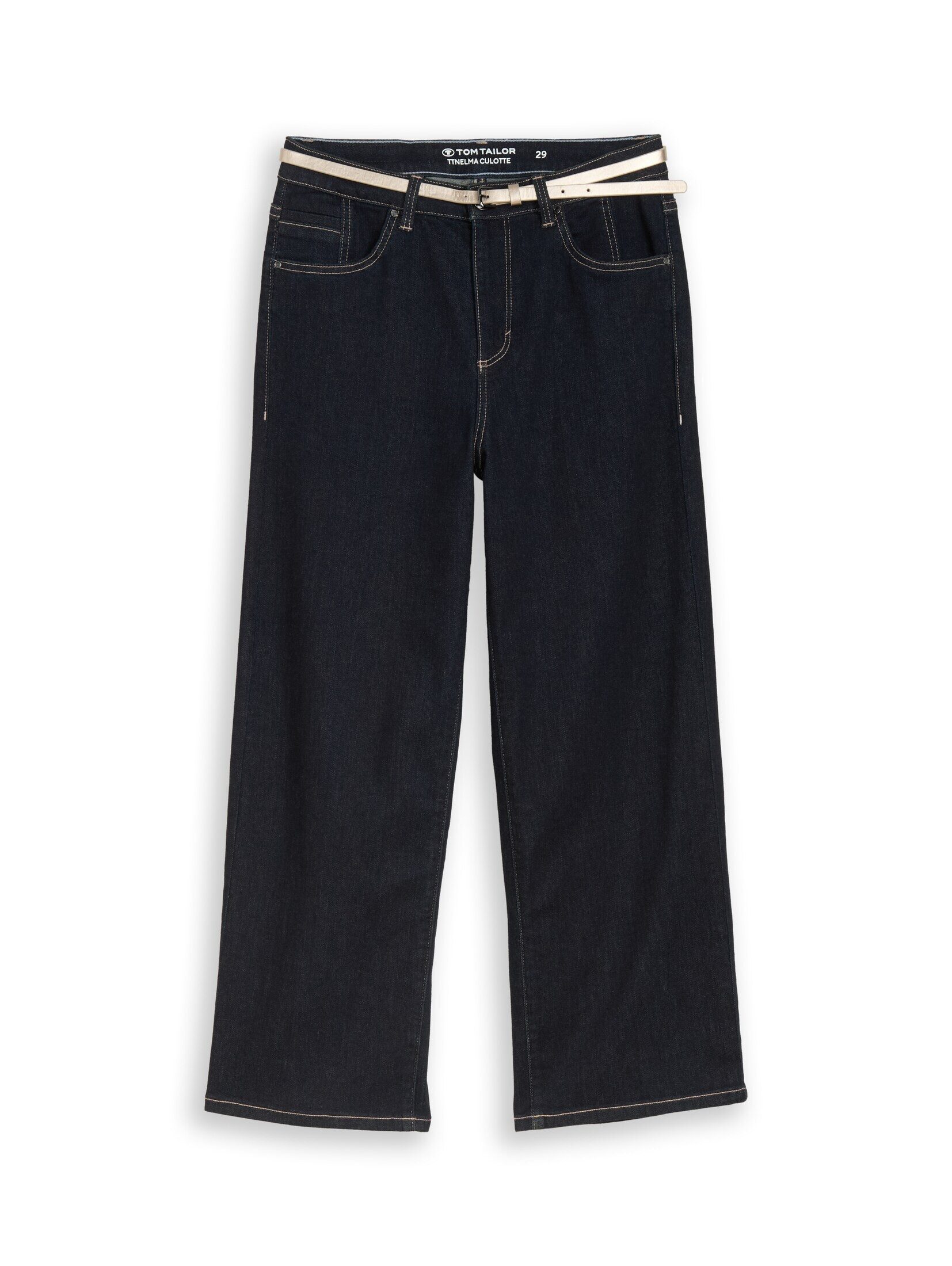 TOM TAILOR 7/8-Jeans Jeanshosen TTNELMA CULOTTE Stretch Jeans mit Gürtel