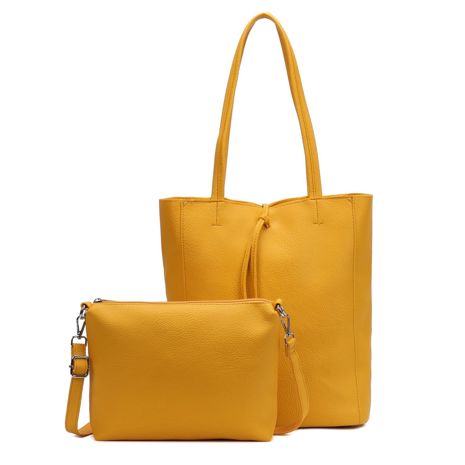 ITALYSHOP24 Schultertasche SET 2in1 Damen Tasche Umhängetasche XXL Shopper, Leichtgewicht Hobo + Crossbody Bag / Schmucktasche