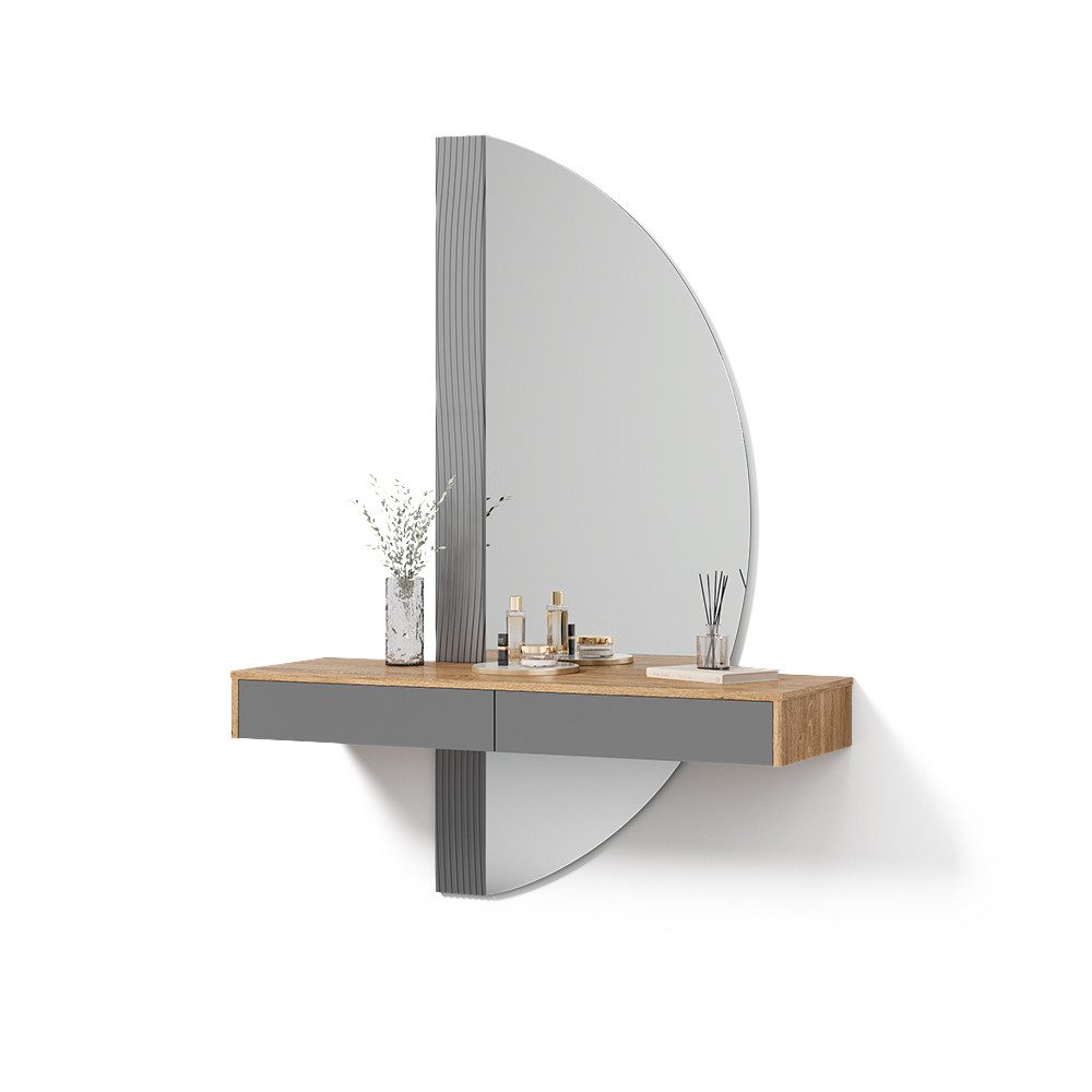 Livinity® Schminktisch Ascona, Grau/Eiche, 120 cm mit 2 Schubladen günstig online kaufen