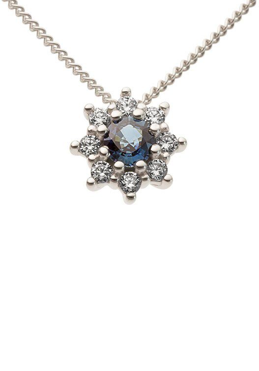 Firetti Kettenanhänger Schmuck Geschenk Gold 333 Halsschmuck Anhänger Halskette Blume, mit Saphir - mit Brillanten
