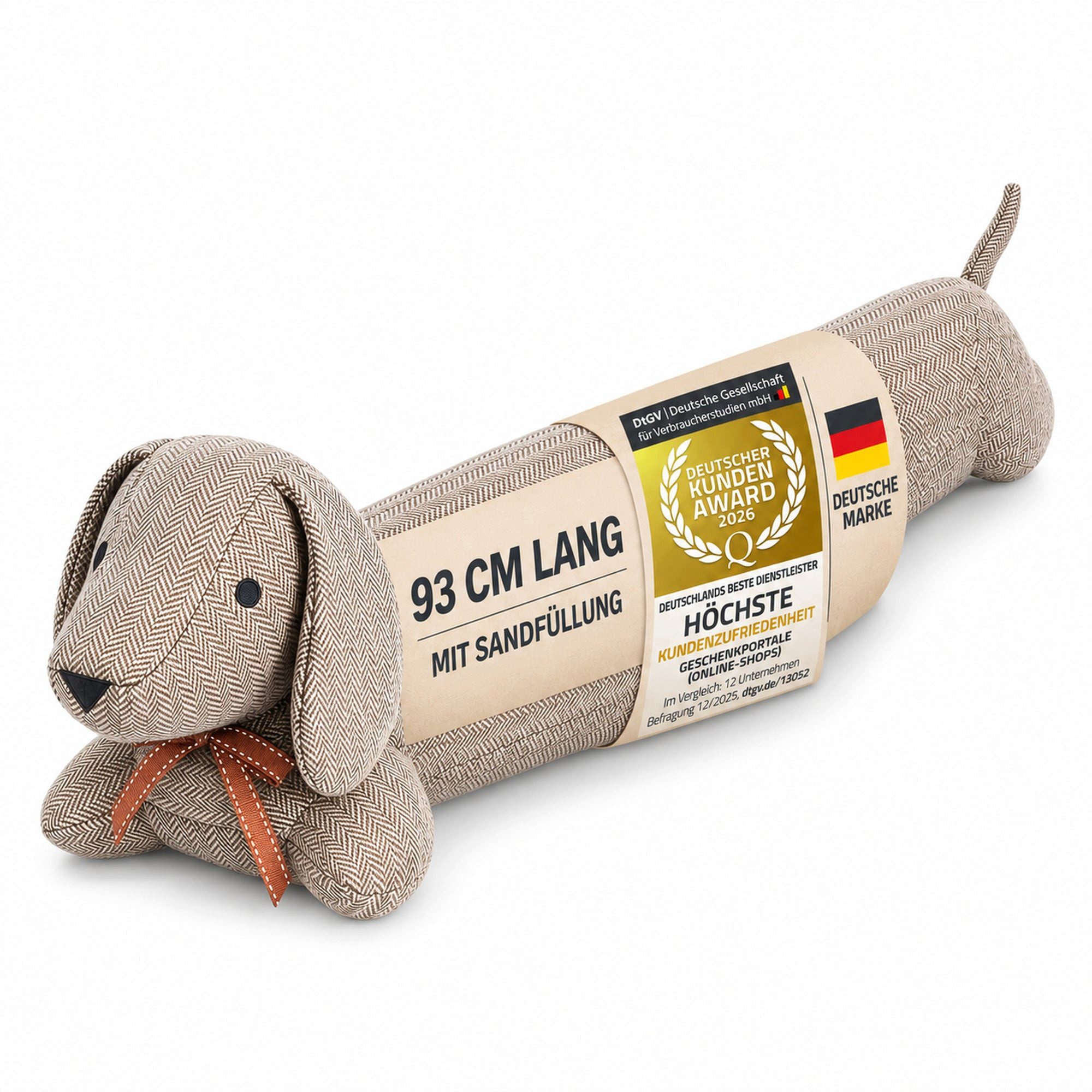 Goods+Gadgets Zugluftstopper Energiesparender Dackel-Zugluftstopper – Türrolle mit Windstopper, XXL, Türabdichtung, 91 cm