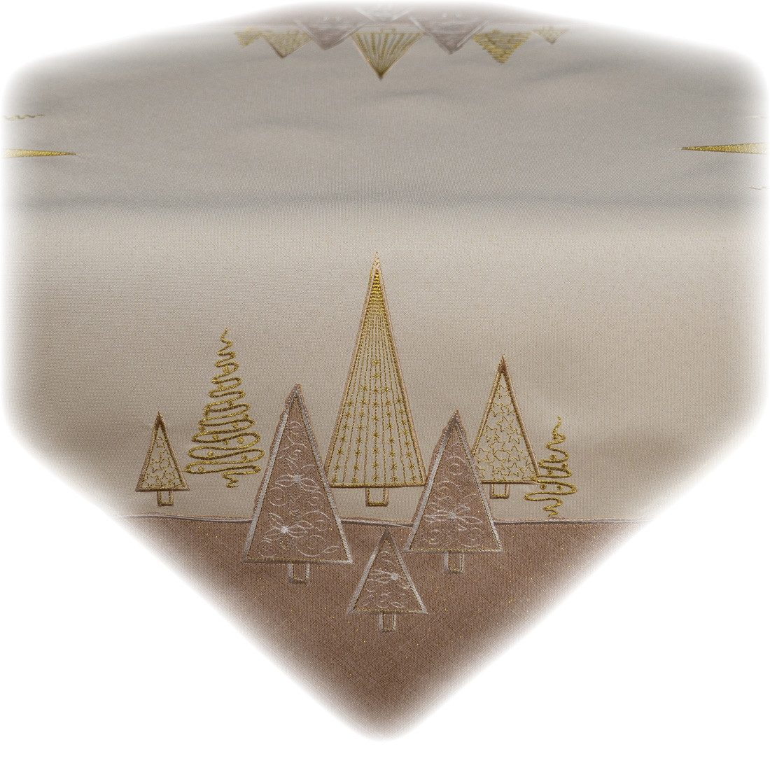 texpot Tischdecke Tischläufer Stickerei Tannenbäume Winter Weihnachten Deko (1-tlg)