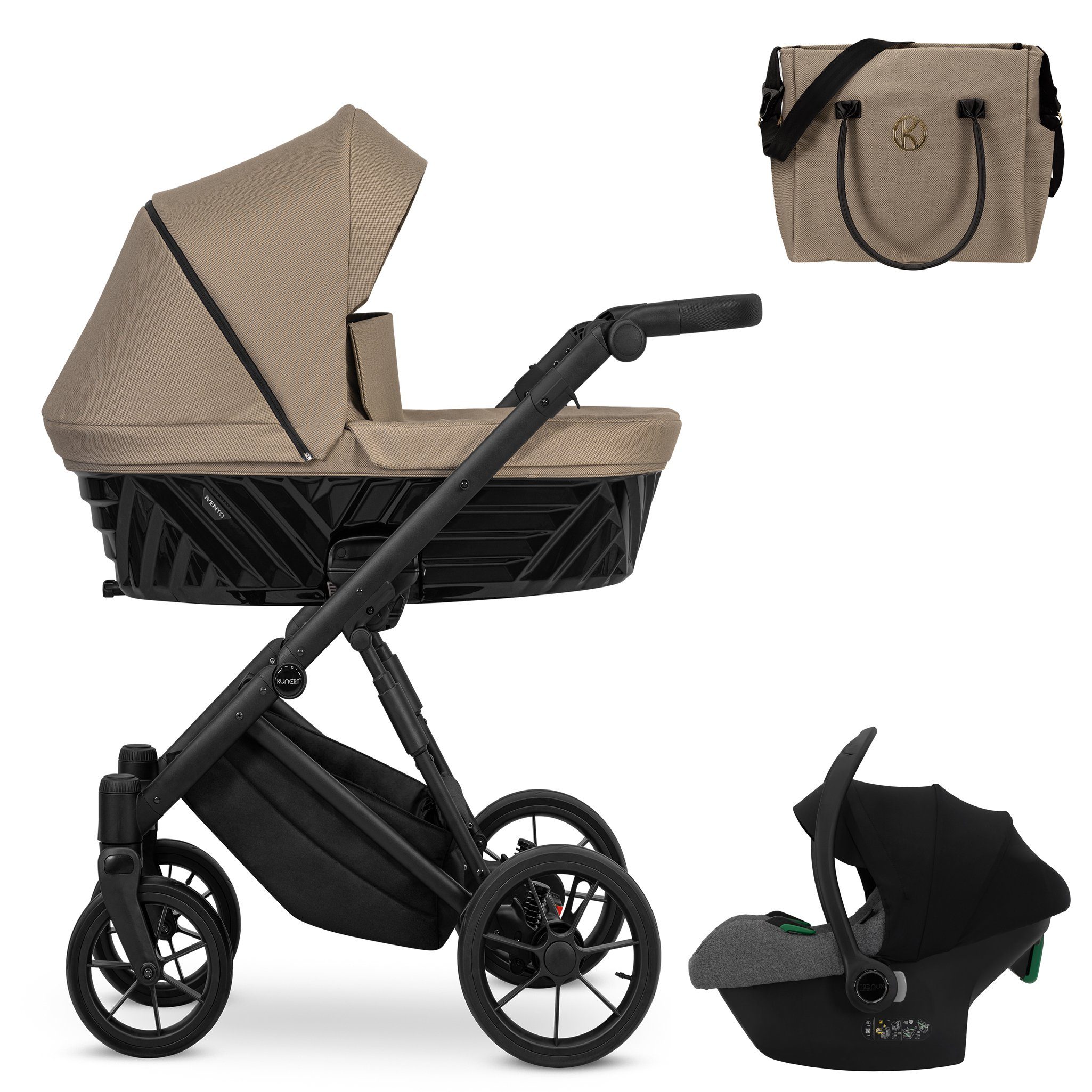 Kombi-Kinderwagen Invento 4 in 1 inkl. Sportsitz, Autositz und Zubehör in 9 Farben