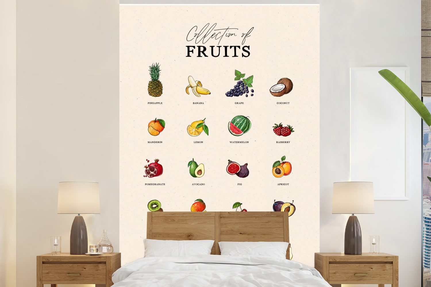 MuchoWow Fototapete Obst - für bedruckt, - St), Tapete Lebensmittel Matt, (3 Wandtapete Montagefertig Vinyl Wohnzimmer, Küche