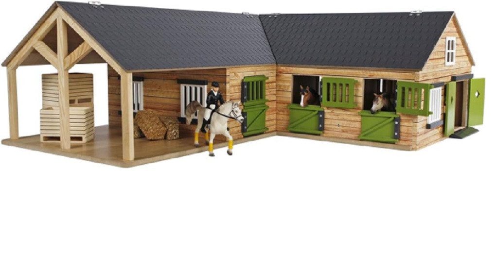 Van Manen Spielwelt Kids Globe Farming Pferdestall mit 3 Ständen, Faltdach 610211