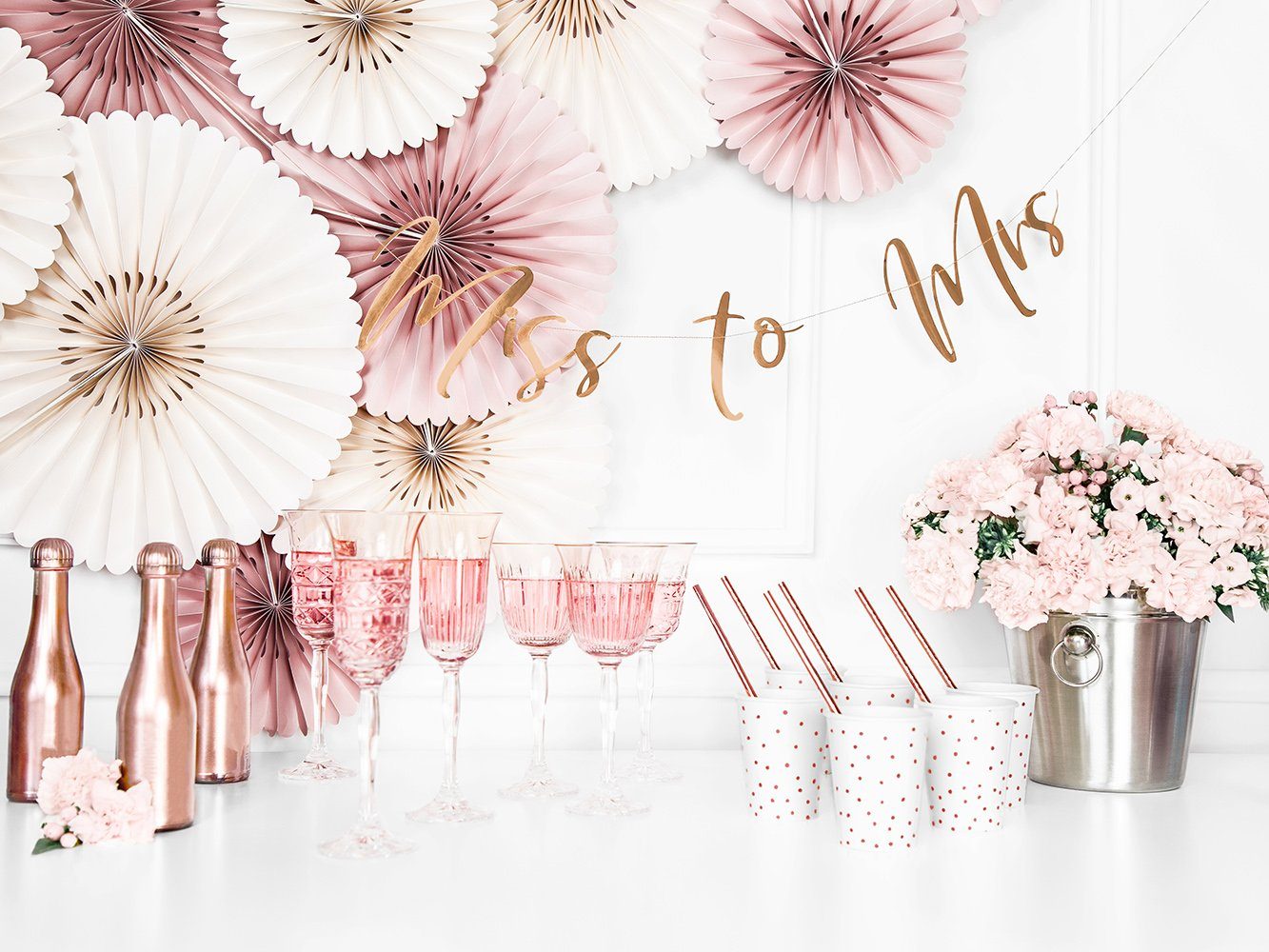 Miss Mrs Girlande, 18x200cm to aus Papier Girlande partydeco roségold Banner