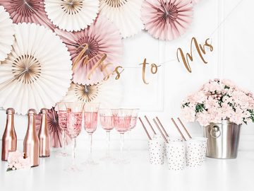 partydeco Girlande, Girlande Banner Miss to Mrs aus Papier 18x200cm roségold