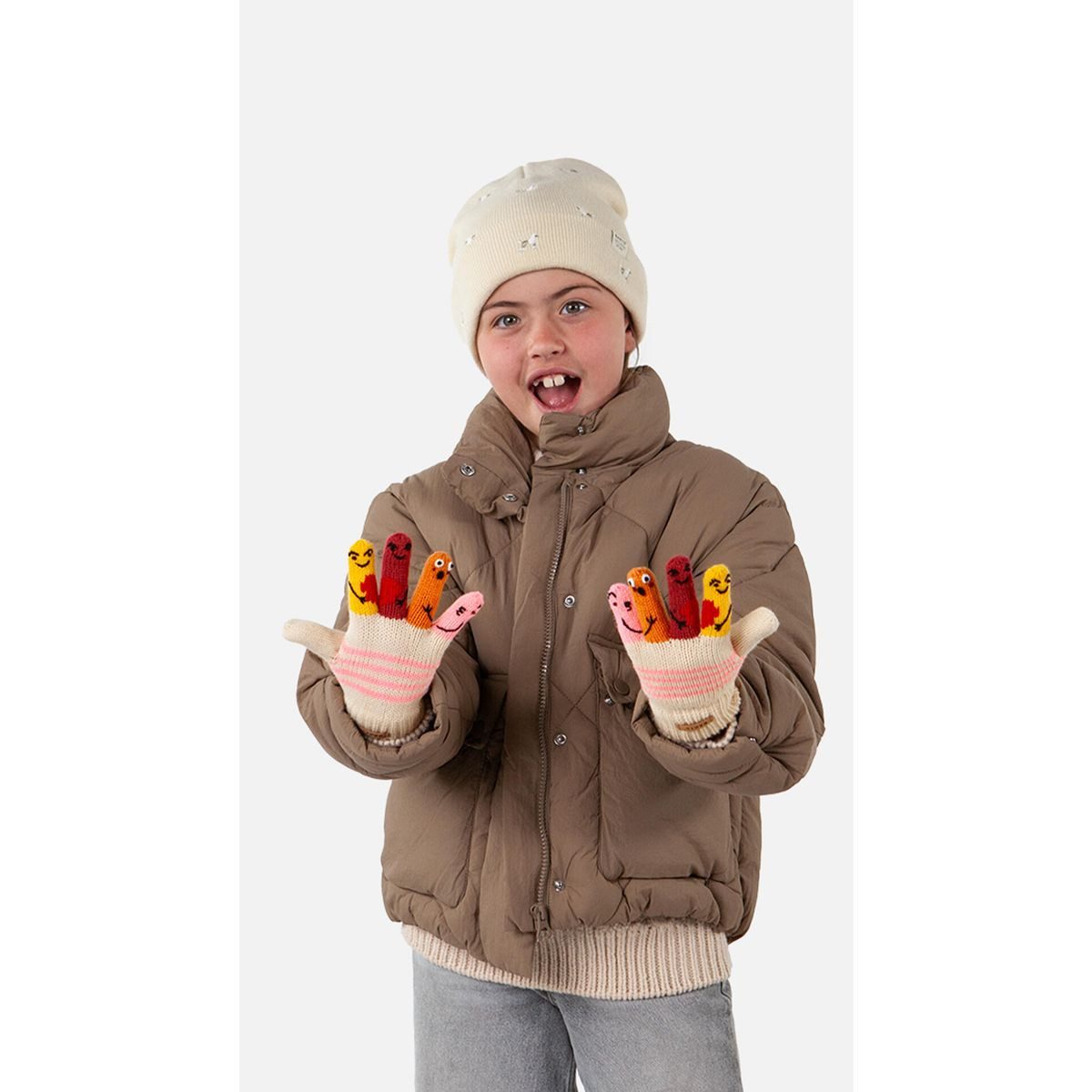 Barts Fleecehandschuhe Puppet Gloves Weiche Kinderhandschuhe mit lustigen Gesichtern auf den Fingerspitzen