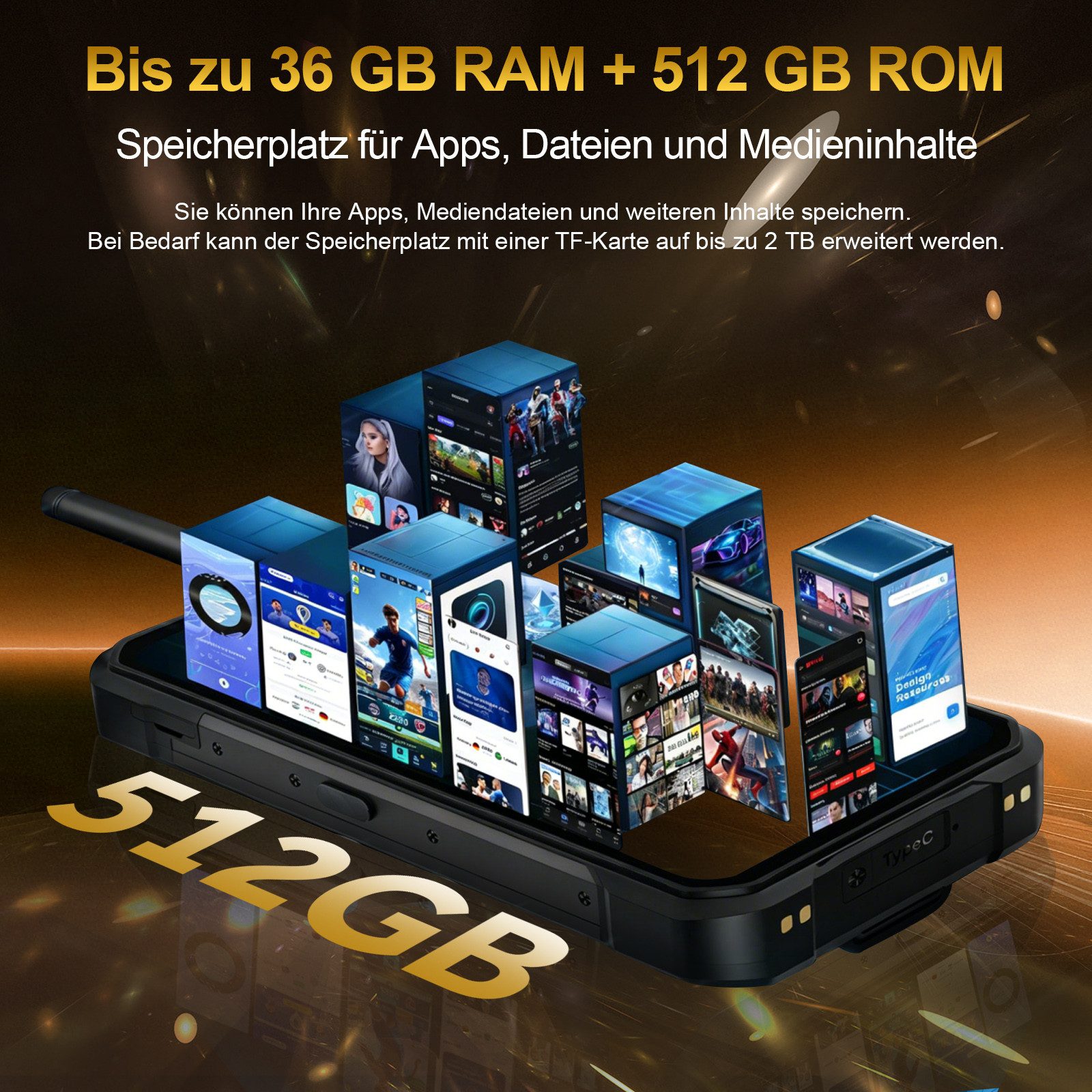 OUKITEL WP61 Plus 5G Robustes Walkie Talkie Outdoor Smartphone (17,27 cm/6.8 Zoll, 512 GB Speicherplatz, 108 MP Kamera, 20000mAh, 6,8'' FHD+ Display, Android 16, IP68/IP69K) schwarz