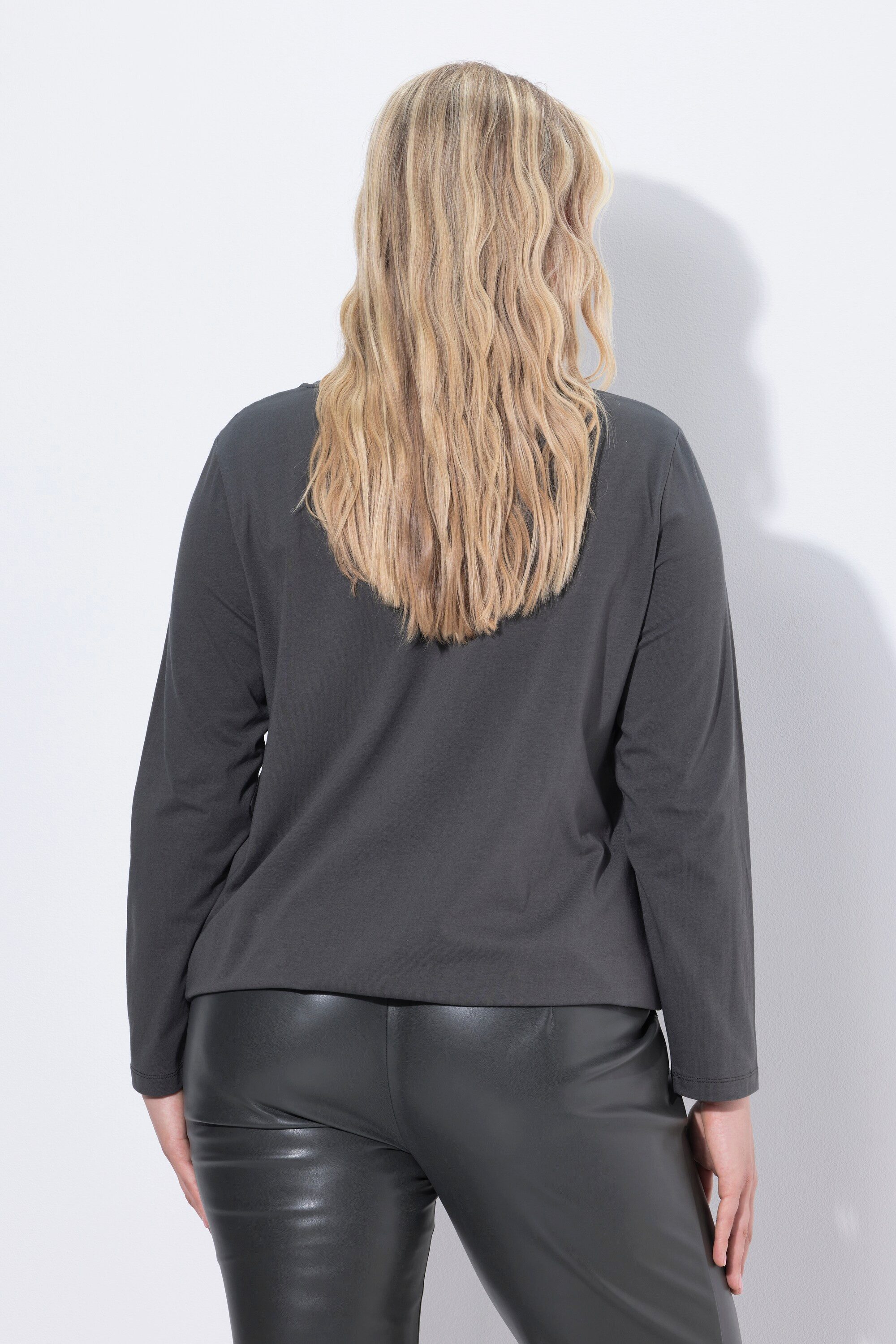 Ulla Popken Longsleeve Shirt Rhomben Rundhals Langarm Gummisaum
