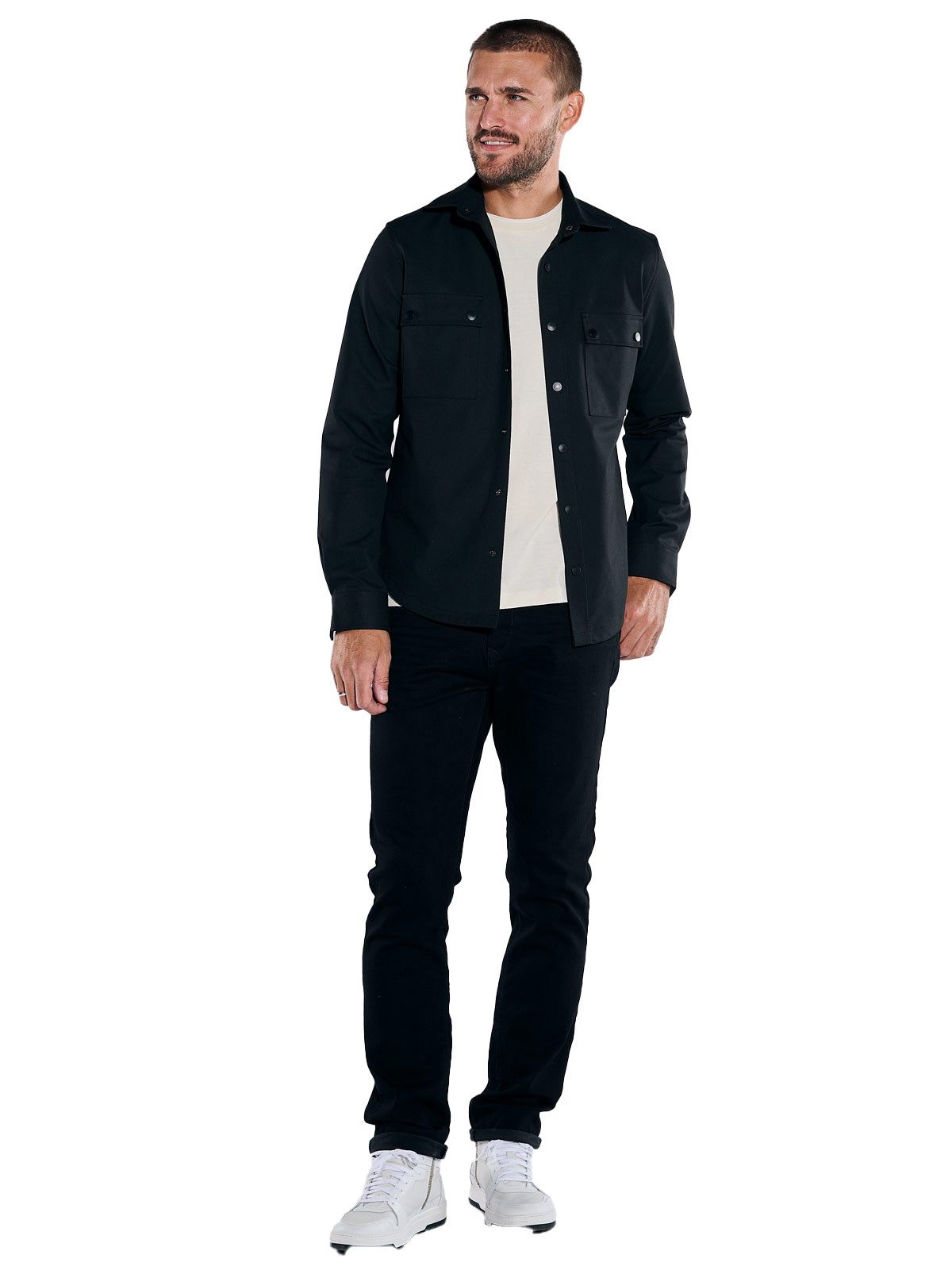 emilio adani Langarmhemd Herren Overshirt uni, Schwarz