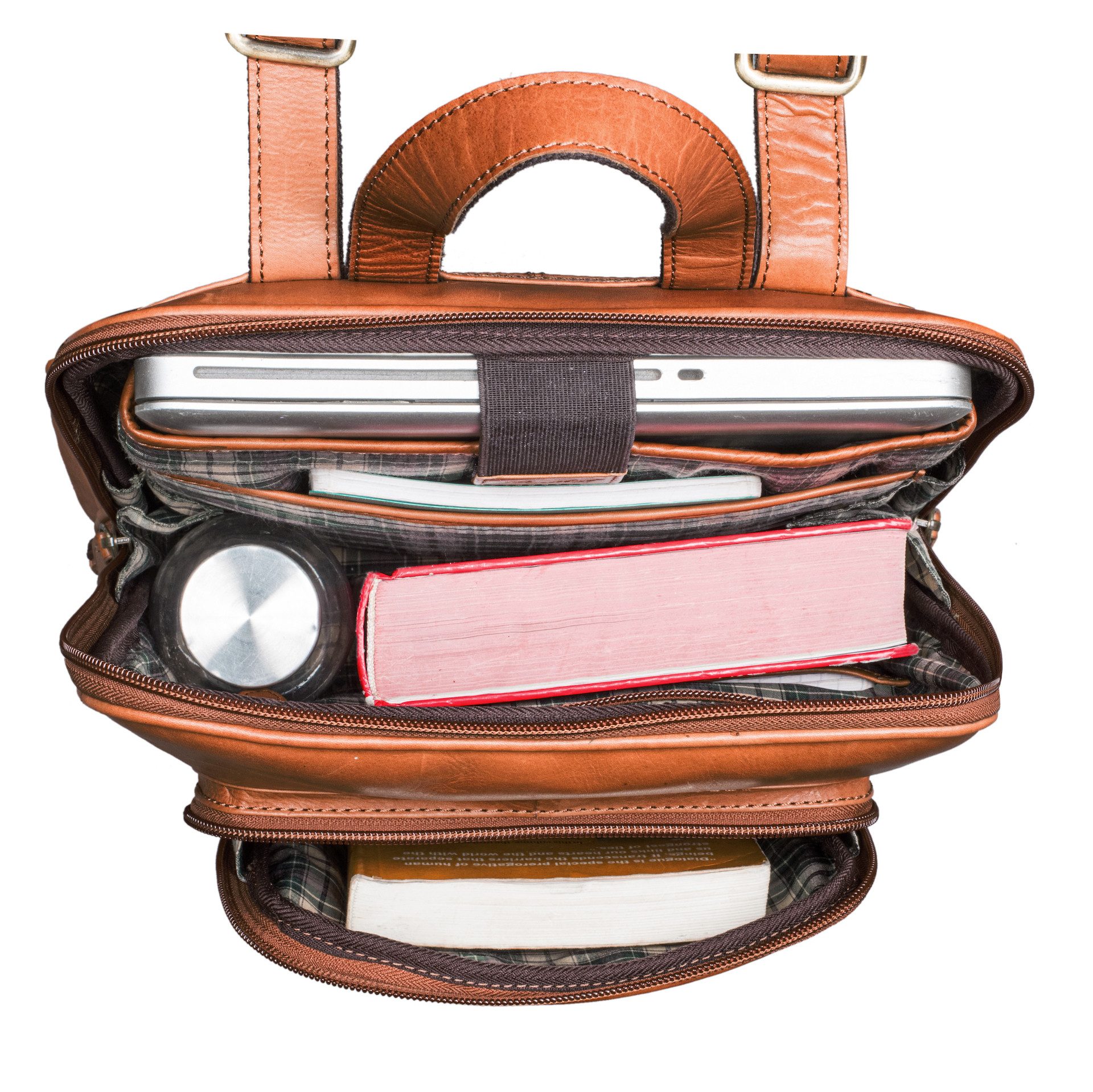 Benthill Rucksack Echt Leder Rucksack Damen Herren Backpack Schultertasche, Reißverschlussfach