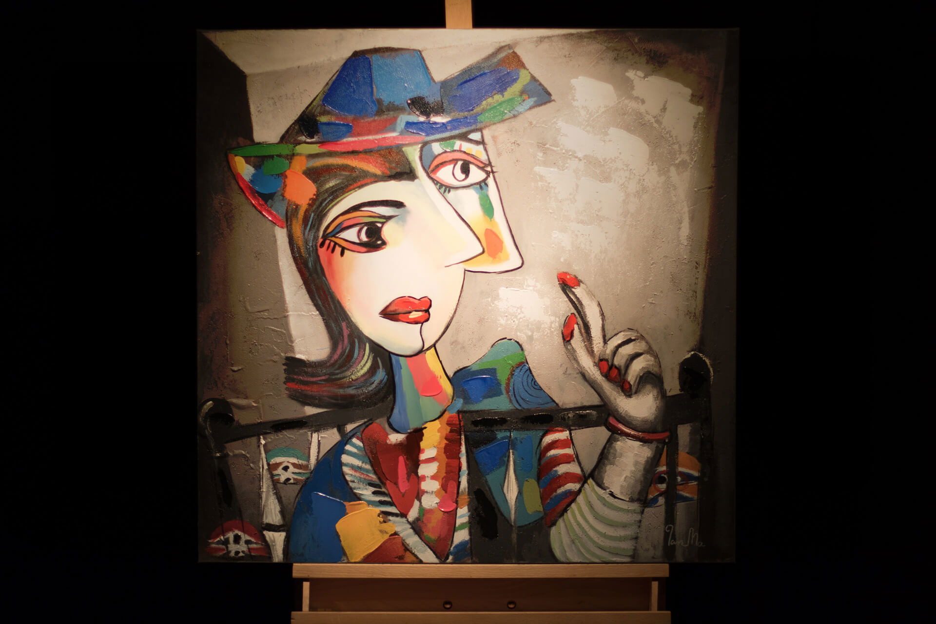 KUNSTLOFT Gemälde Double Life 80x80 cm, Leinwandbild 100% HANDGEMALT Wandbild Wohnzimmer