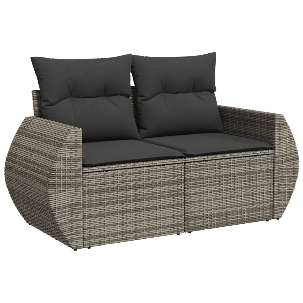 vidaXL Gartenbank NA Gartenbank Loungesofa Grau 2-Sitzer mit Kissen aus Kunststoff für A