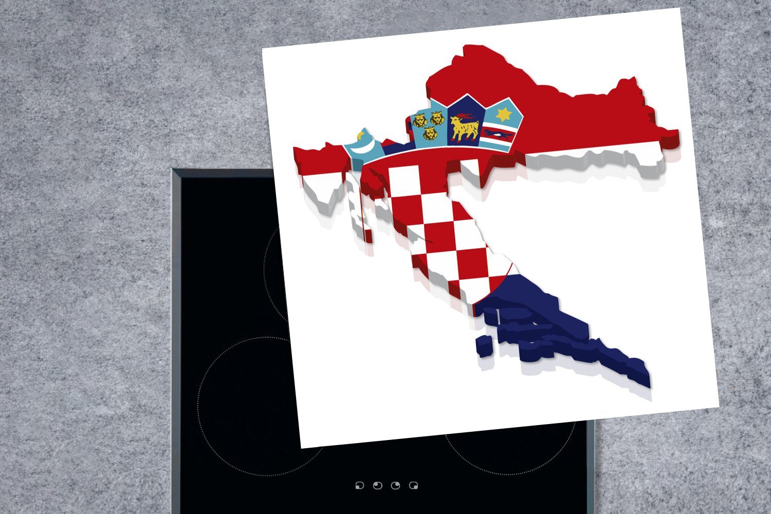 Nationalflagge Kroatien, Form Ceranfeldabdeckung, 78x78 Die (1 tlg), für Arbeitsplatte küche MuchoWow und cm, Herdblende-/Abdeckplatte Vinyl, von die