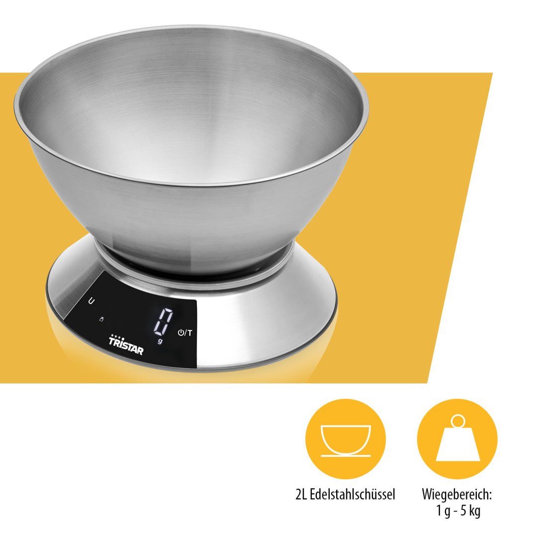 Tristar Küchenwaage Tristar KW-2453 Küchenwaage – Präzise – 2L Messbecher, Maximale Kapazität 5 kg - 2 L Messbecher – Bild 5 von 5