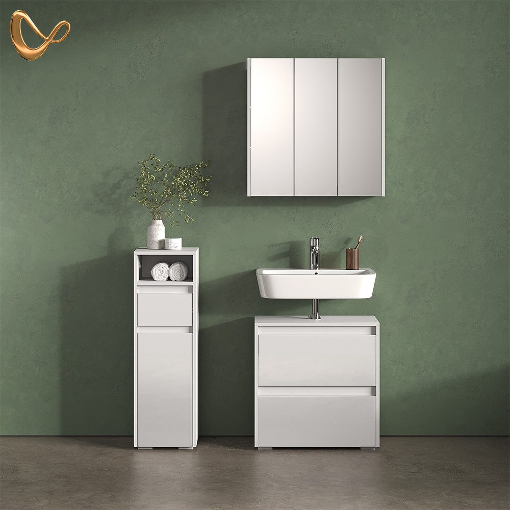 Livinity® Midischrank Savuto, Weiß/Weiß, 30.2 x 96.3 cm günstig online kaufen