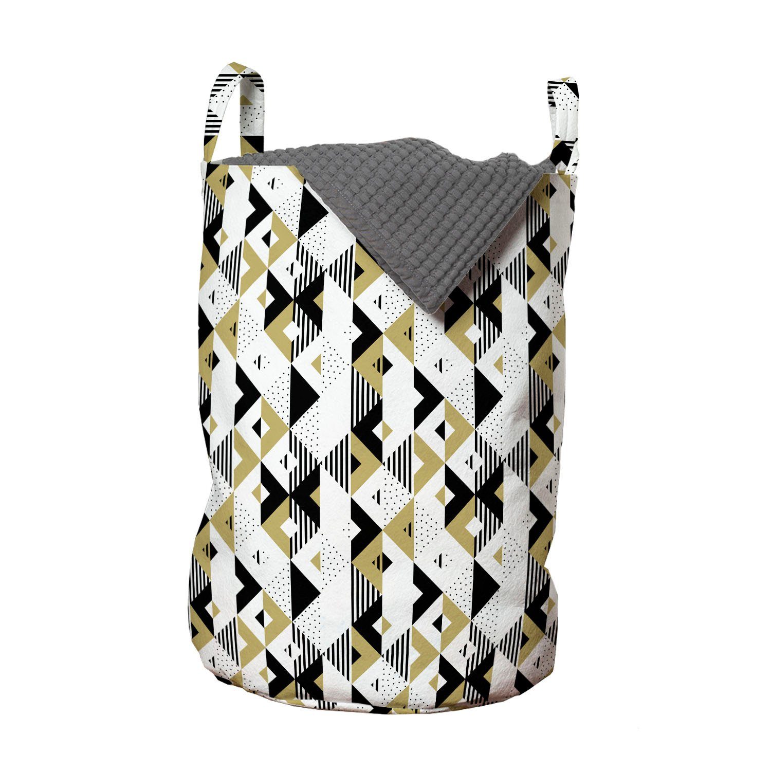 Triangles Wäschesäckchen mit Waschsalons, Stripes Wäschekorb Kordelzugverschluss Griffen Abakuhaus and Geometrisch für