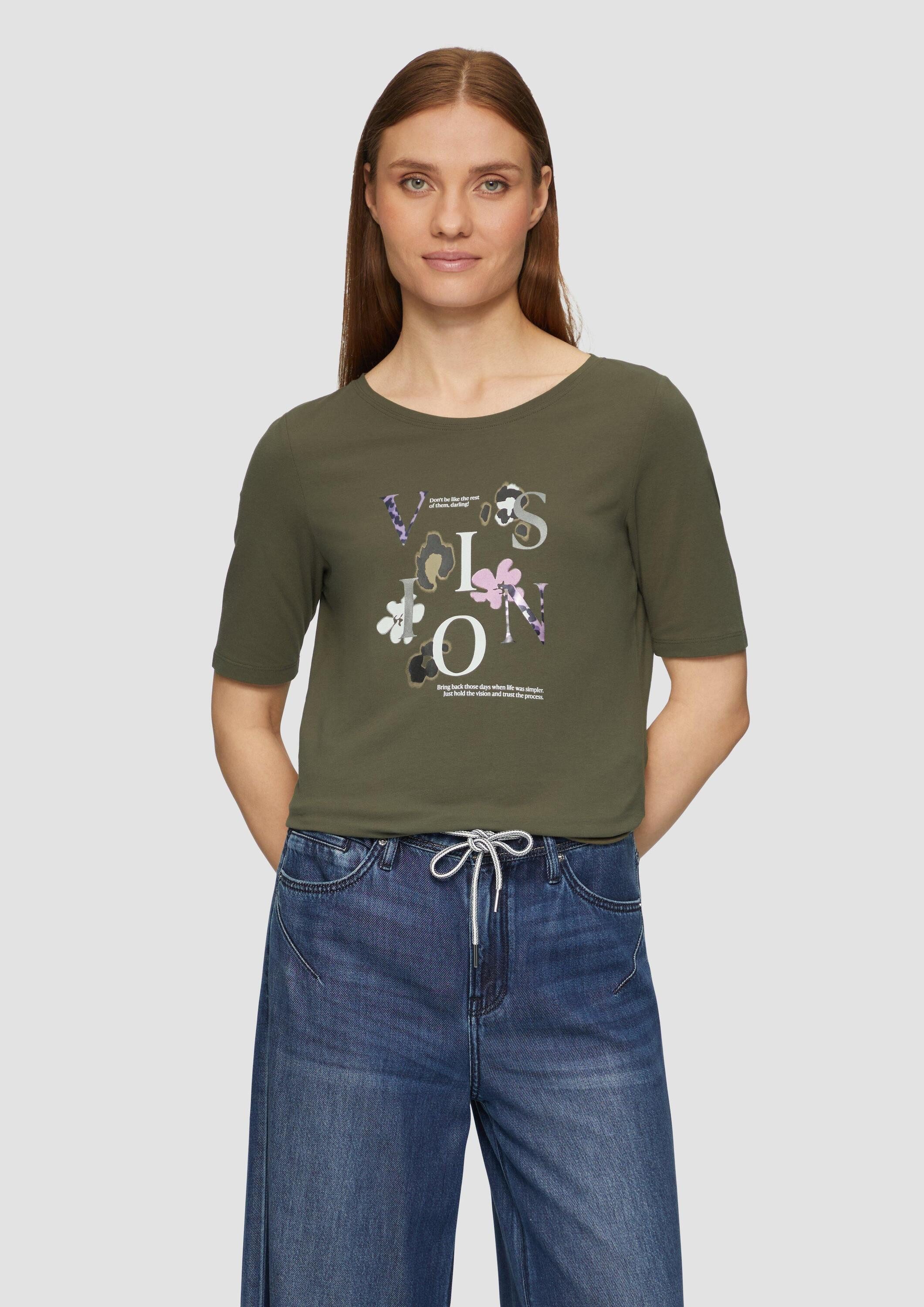 s.Oliver Kurzarmshirt T-Shirt Elastisches T-Shirt mit Frontprint