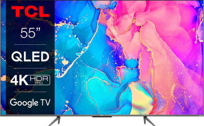 TCL 55C631X1 QLED-Fernseher (139 cm/55 Zoll, 4K Ultra HD, Smart-TV, Google TV, HDR Premium, Dolby Atmos, HDMI 2.1, Metallgehäuse, ONKYO-Sound)