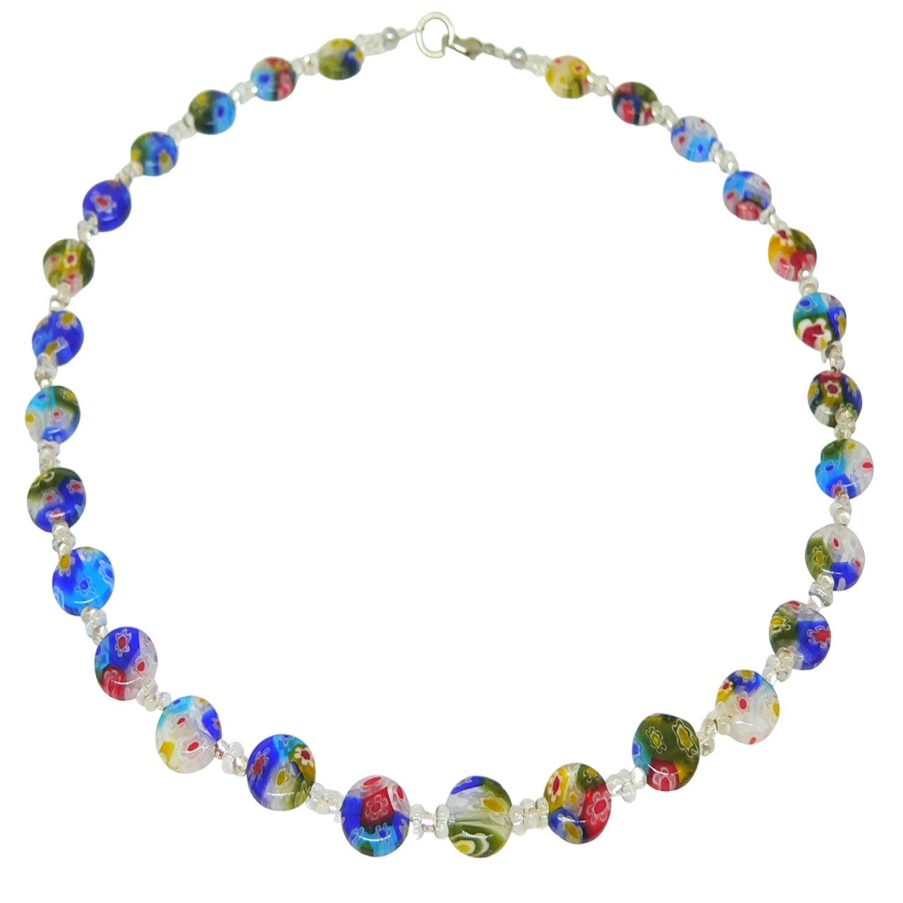 traumschmuck Kette ohne Anhänger 202j Halskette Millefiori Glas flach mehrfarbig (Valentinstag, Muttertag, Geburtstag, Weihnachten, incl. Schmuckbox), handgefertigt, Made in Germany