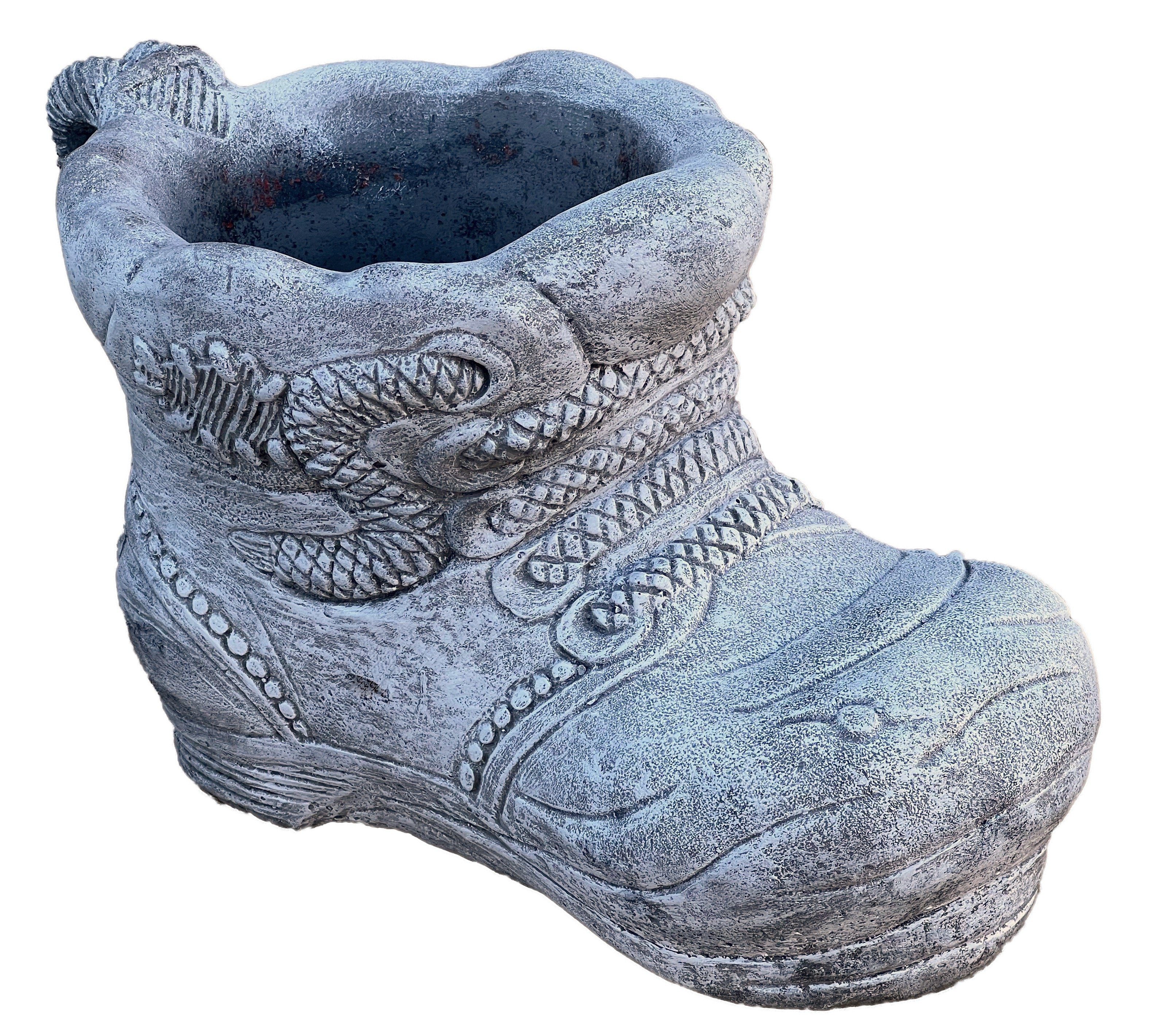 Stone and Style Gartenfigur Steinfigur Pflanzschale Stiefel XL Steinguss frostfest 14 kg