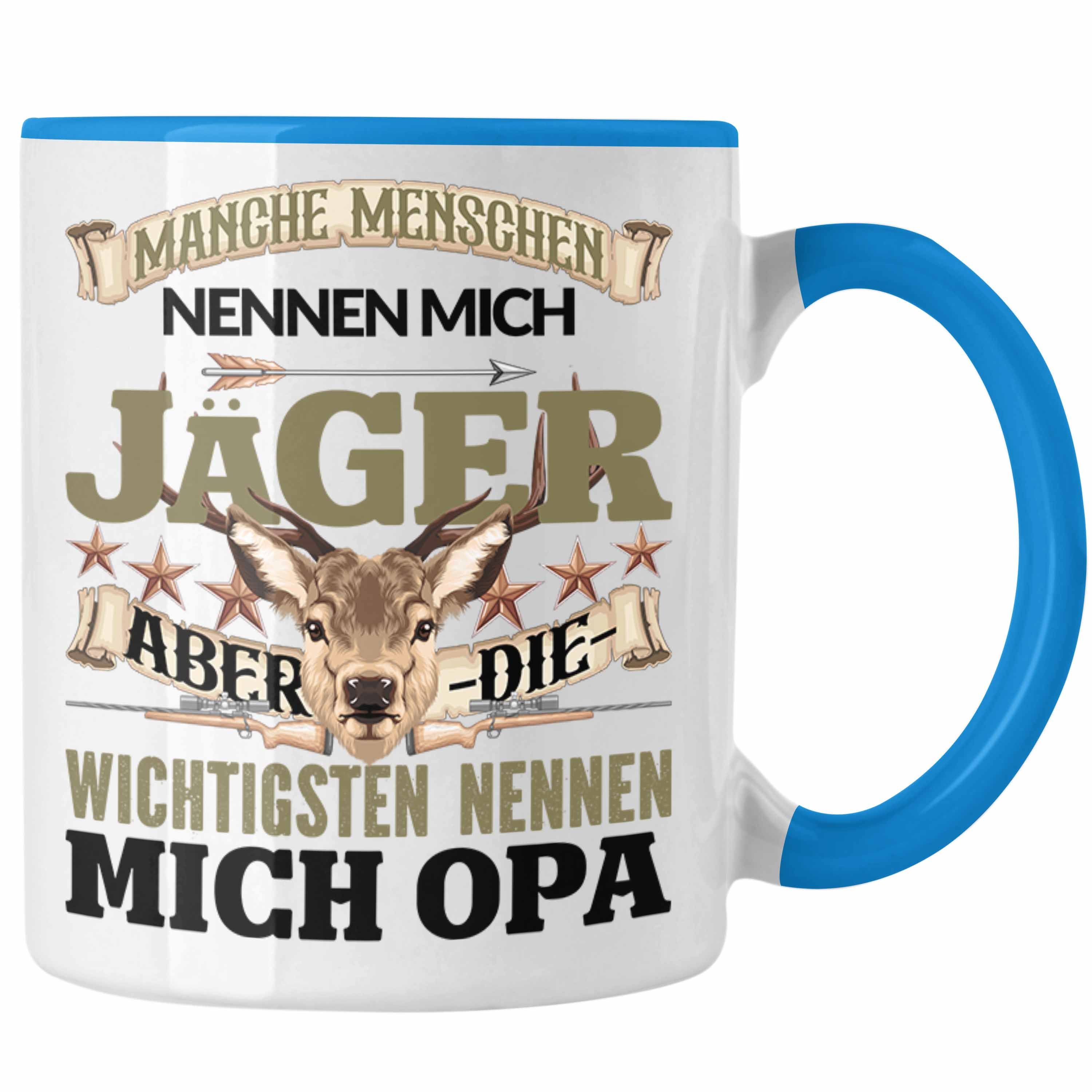 Trendation Tasse Opa Jäger Tasse Geschenk Jagd Geschenkidee für besten Jäger Opa Vatert Blau